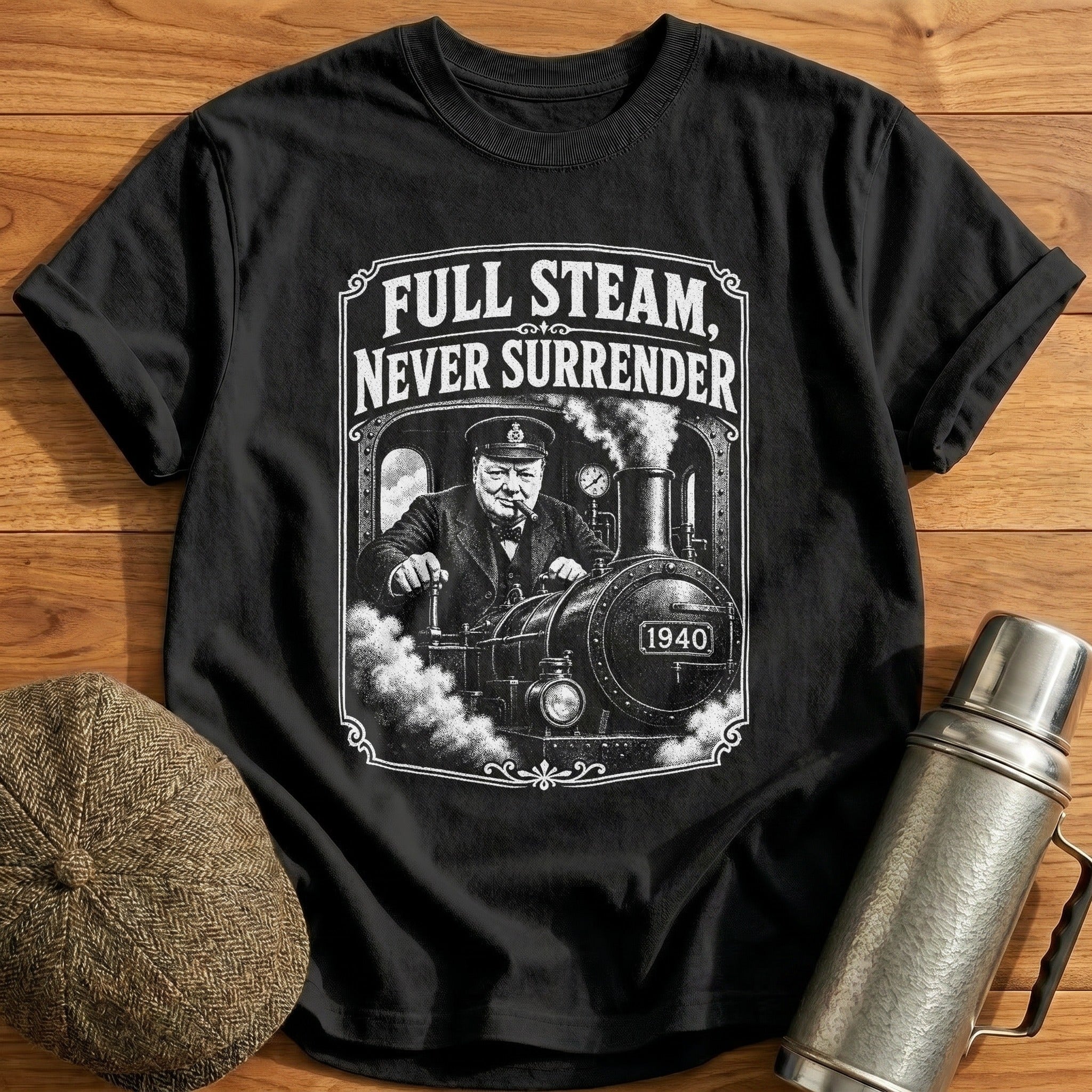 Full Steam, Never Surrender T-Shirt - Black