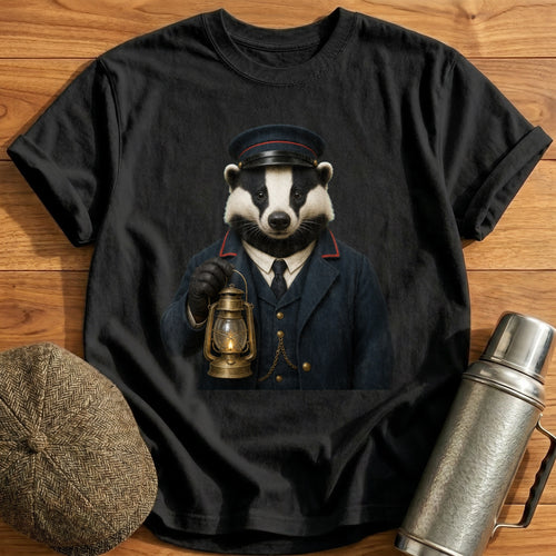 Badger Train Guard With A Lantern T-Shirt - Black