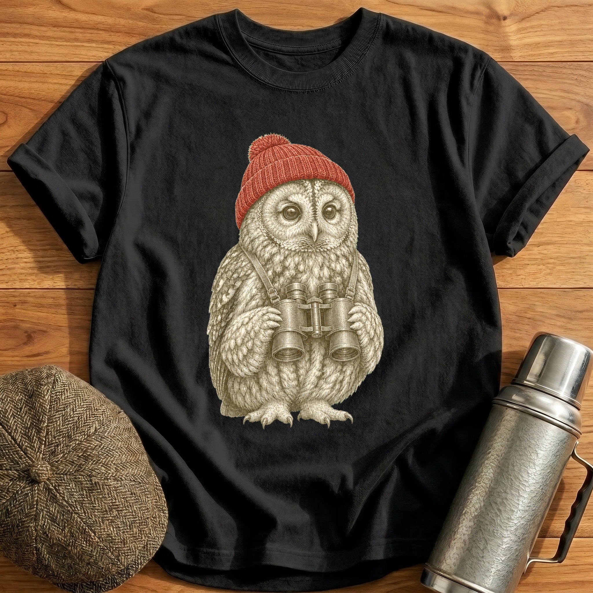 Tawny Owl Trainspotter T-Shirt - Black