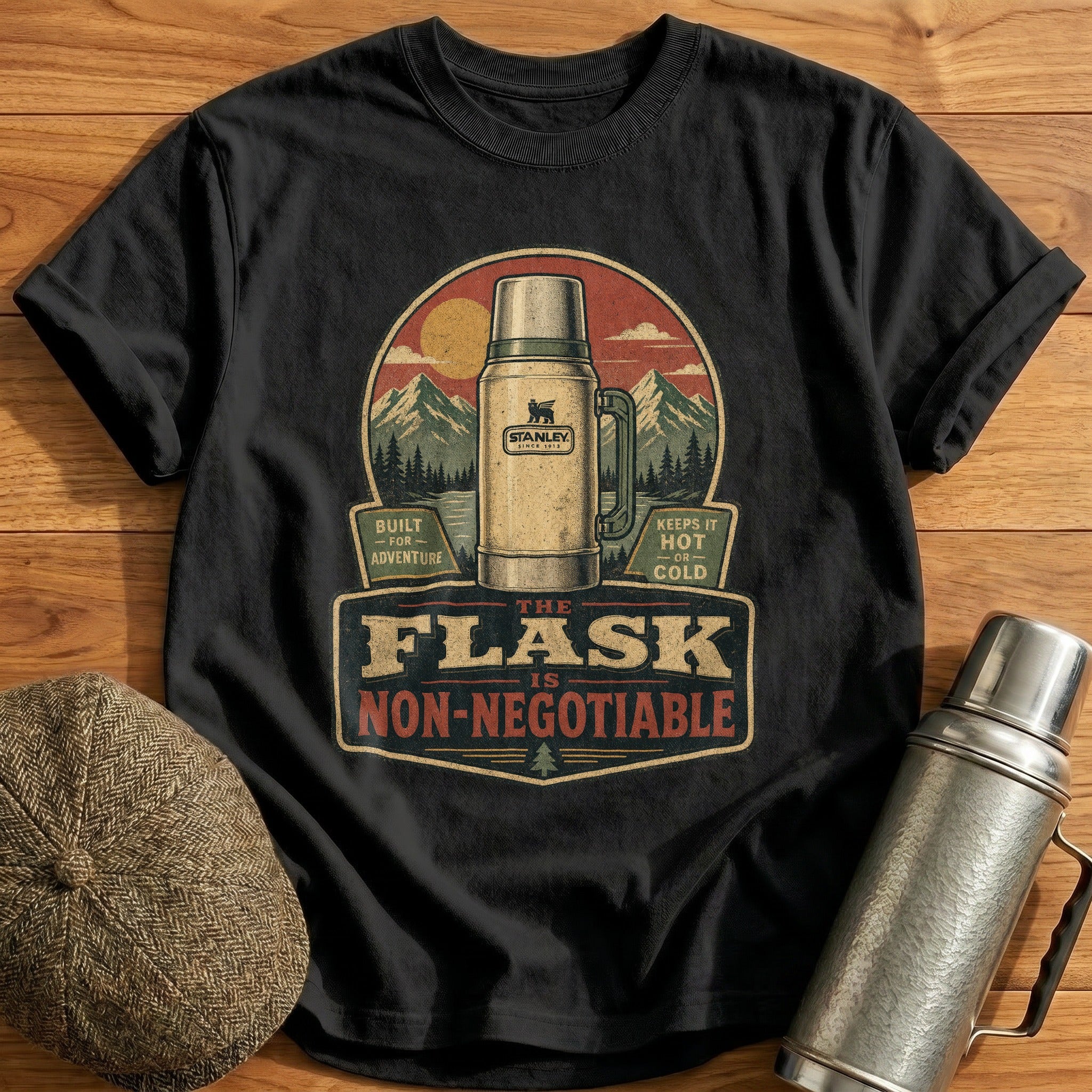 The Flask is Non-negotiable T-Shirt - Black