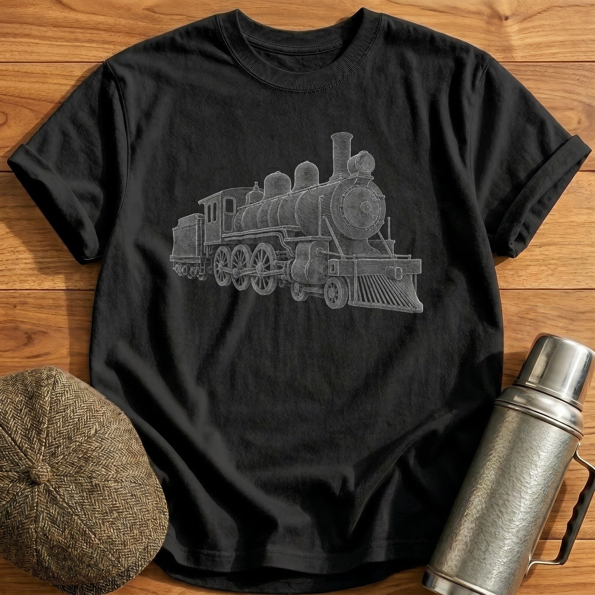 Steam Loco Three-Quarter T-Shirt - Black