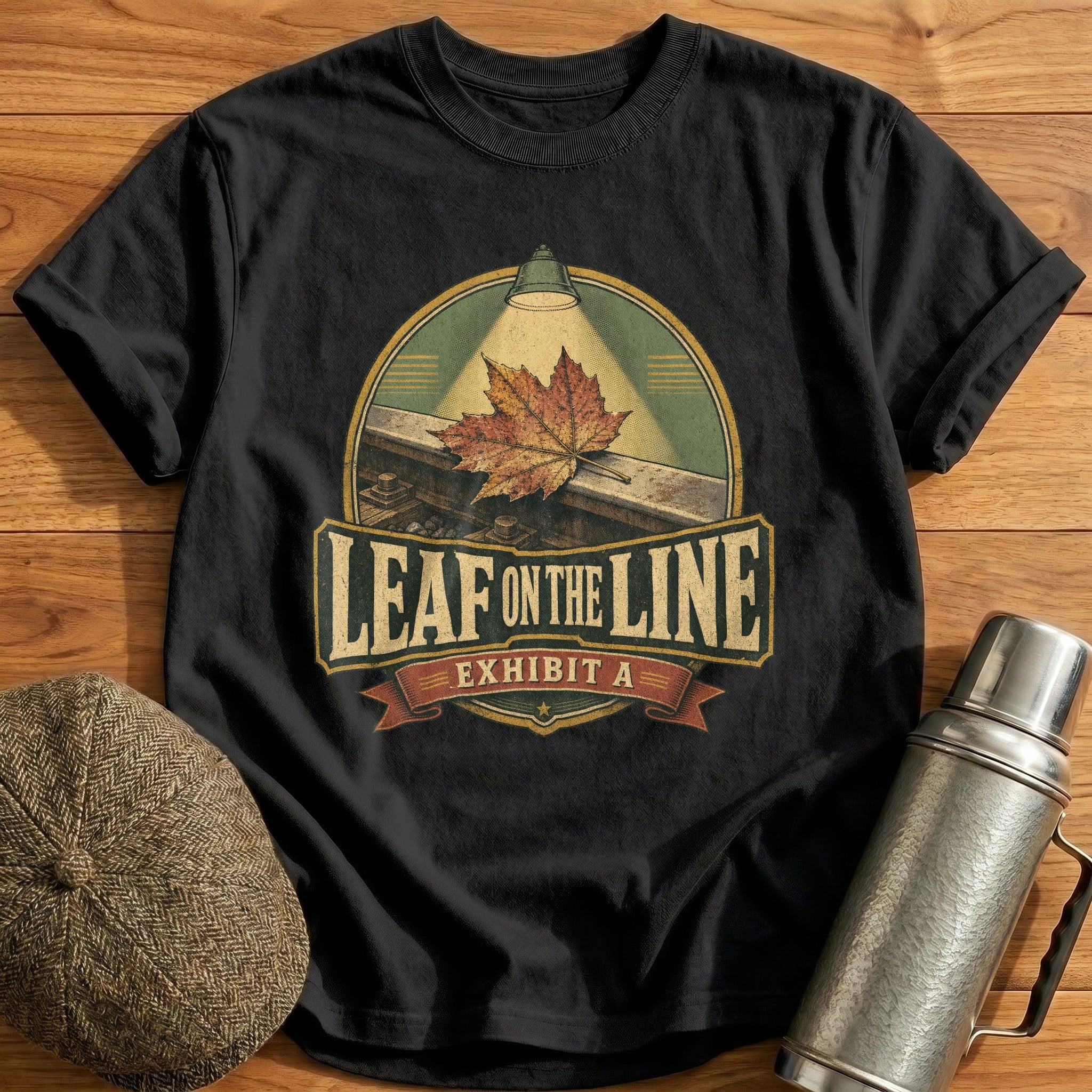 Leaf on the Line T-Shirt - Black