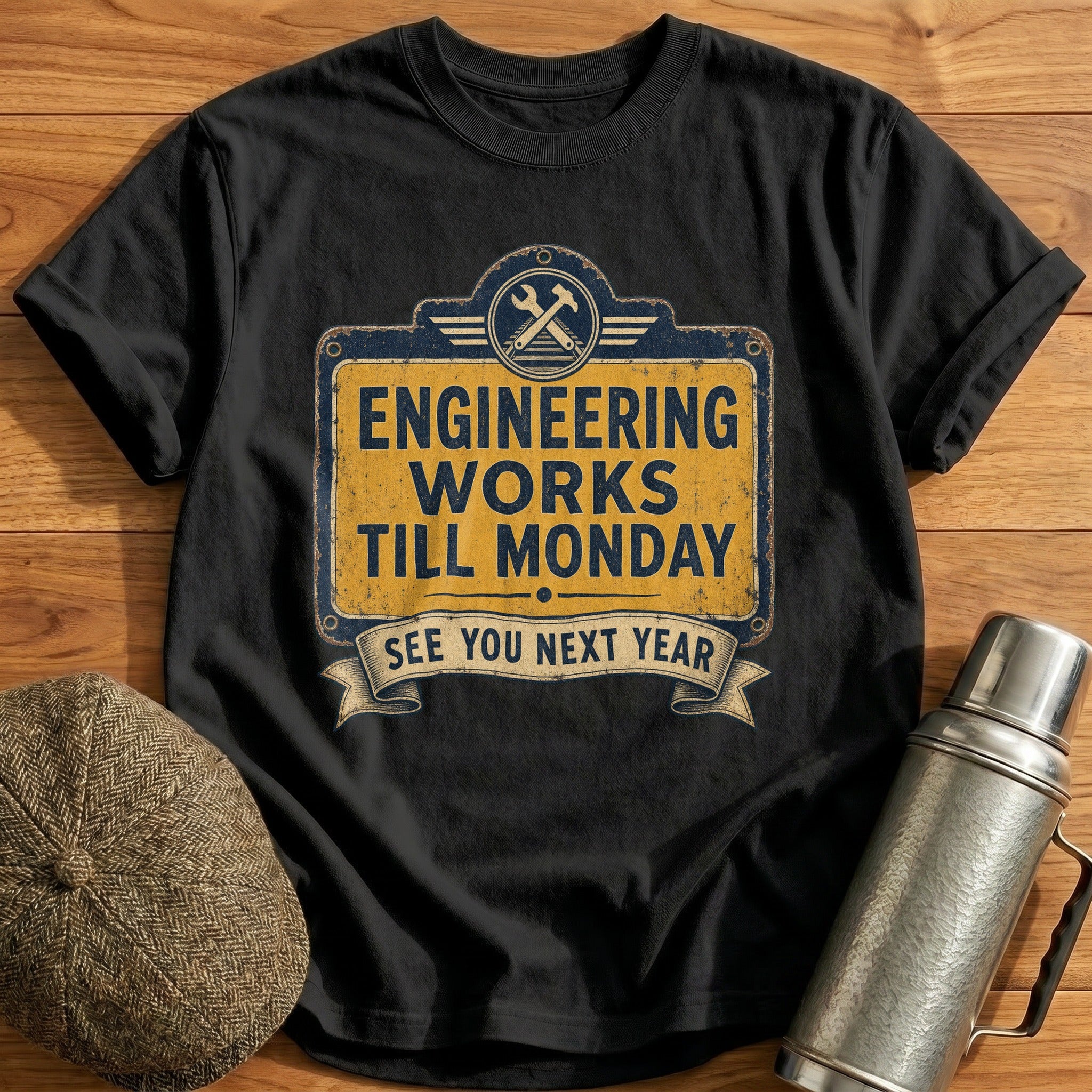 Engineering Works Till Monday T-Shirt - Black