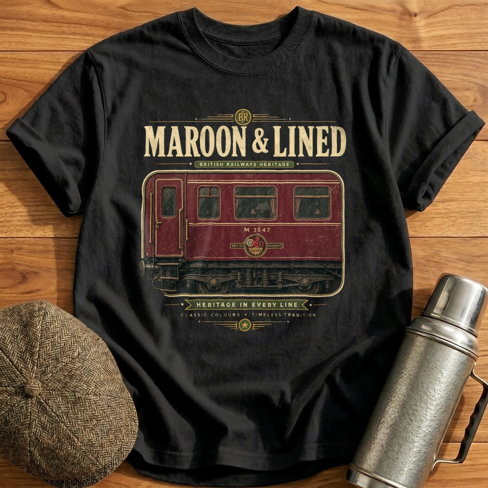 Maroon & Lined T-Shirt - Black