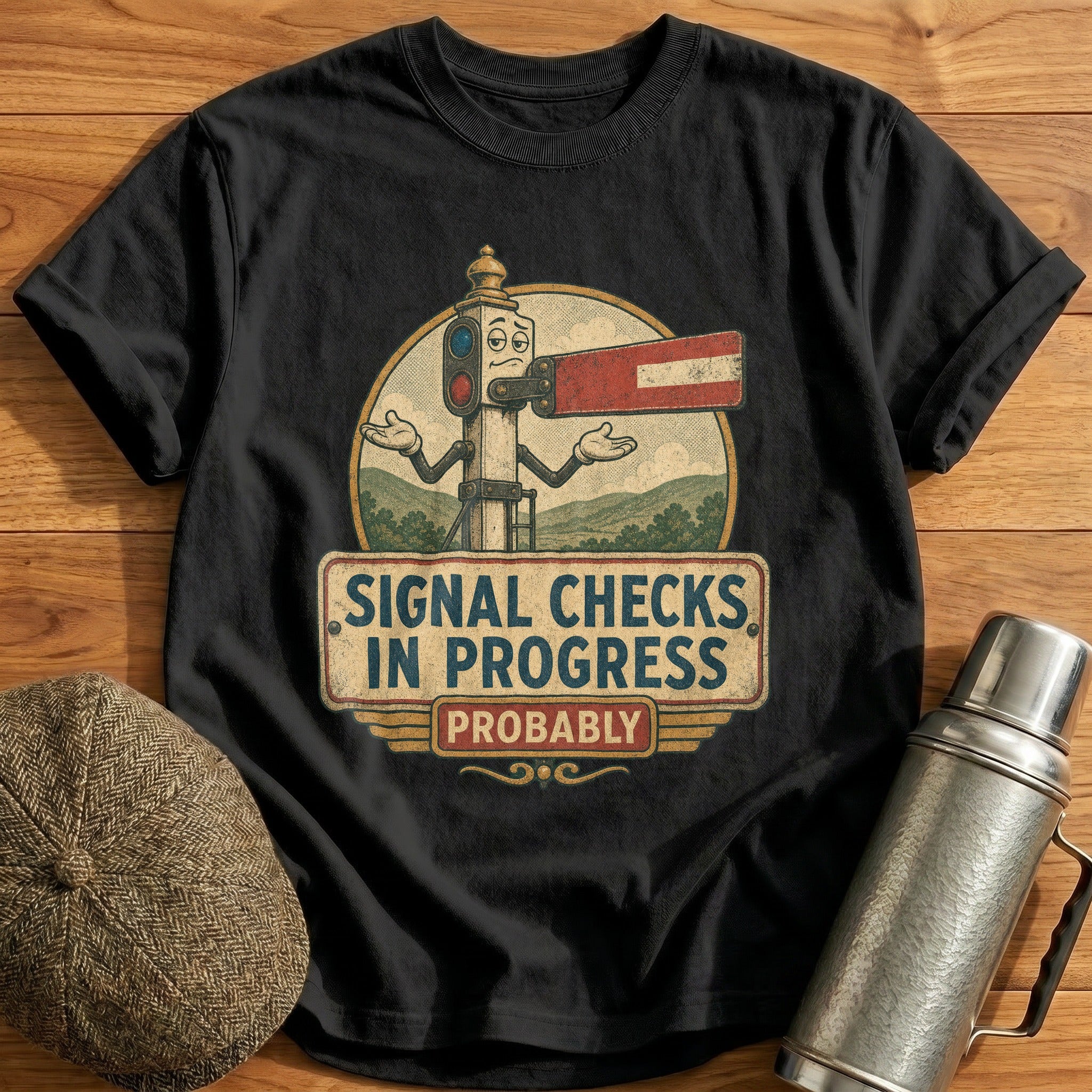 Signal Checks in Progress T-Shirt - Black