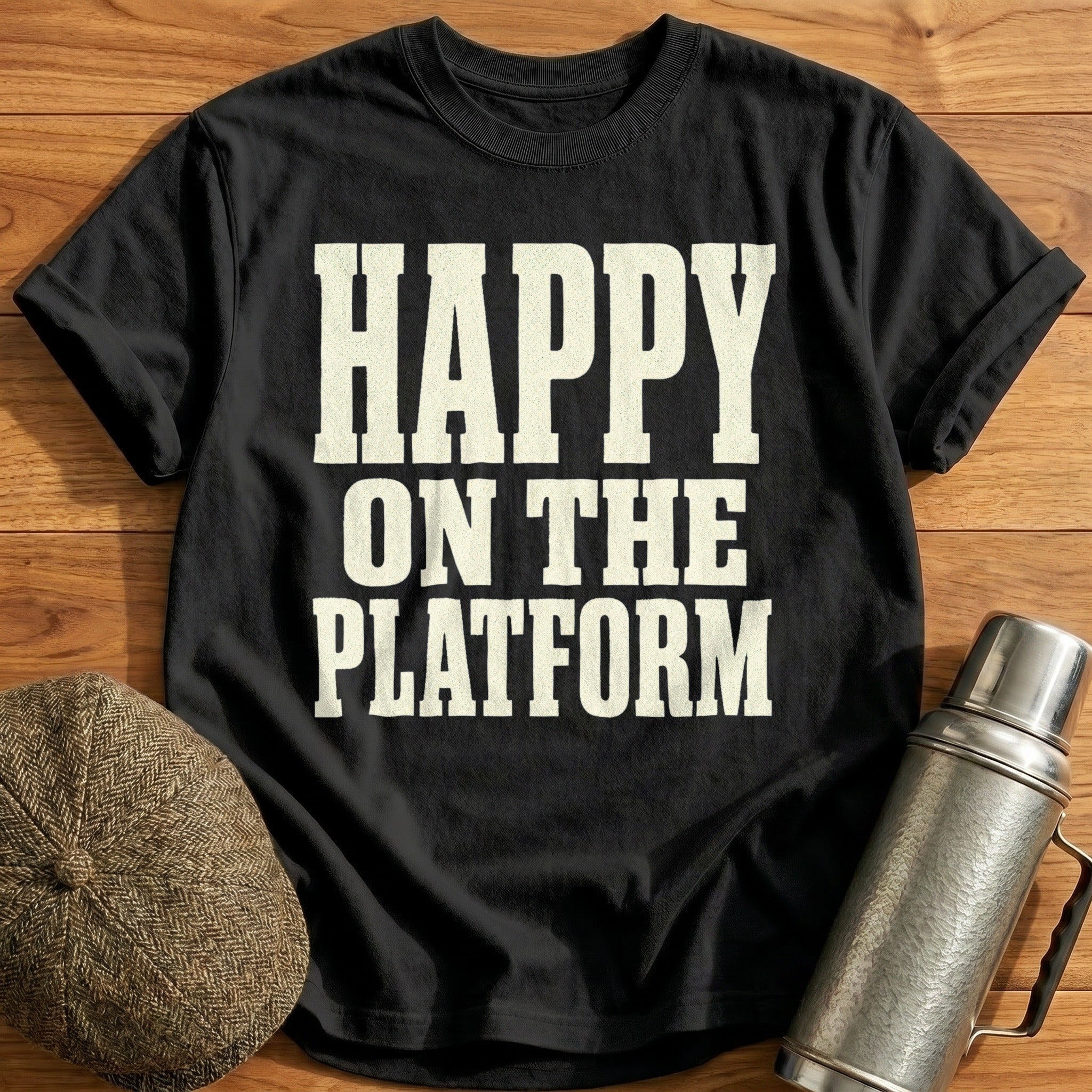 Happy on the Platform T-Shirt - Black