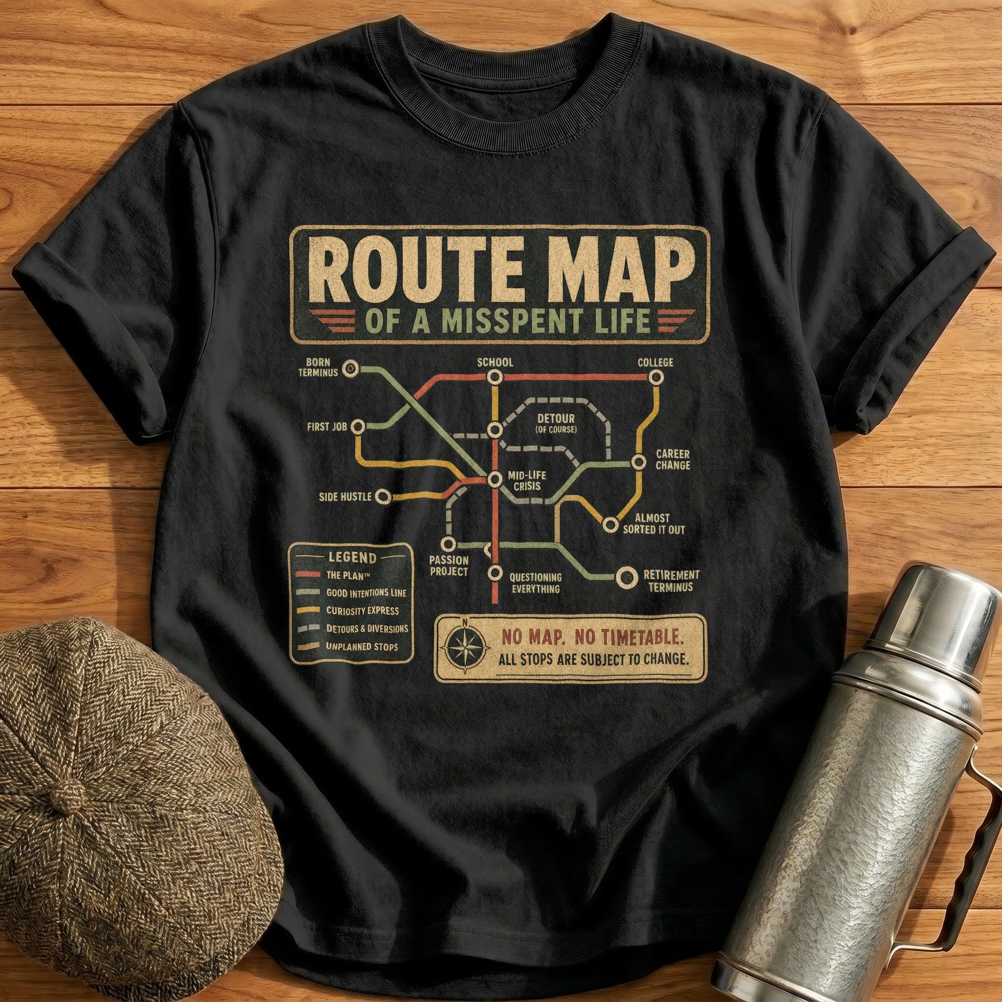 Route Map T-Shirt - Black
