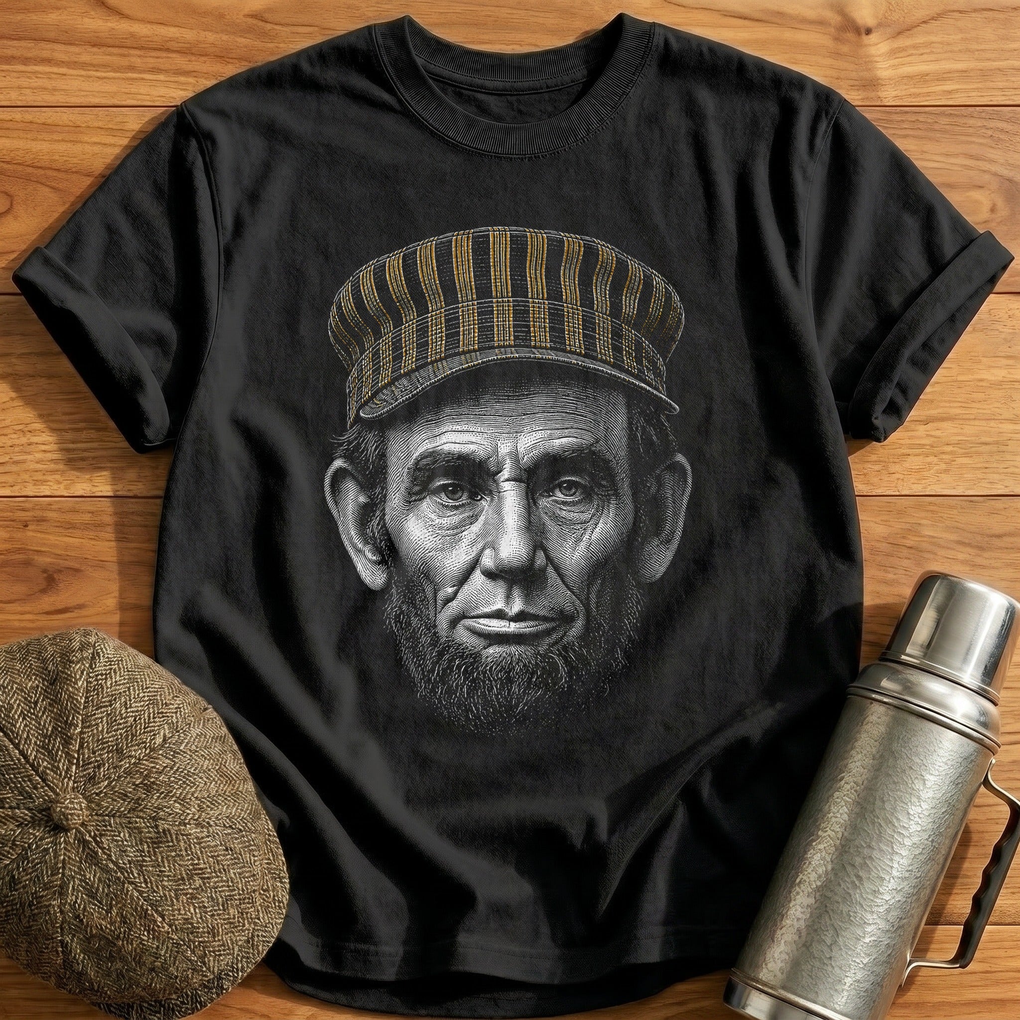 Abraham Lincoln Driver Muted Amber T-Shirt - Black