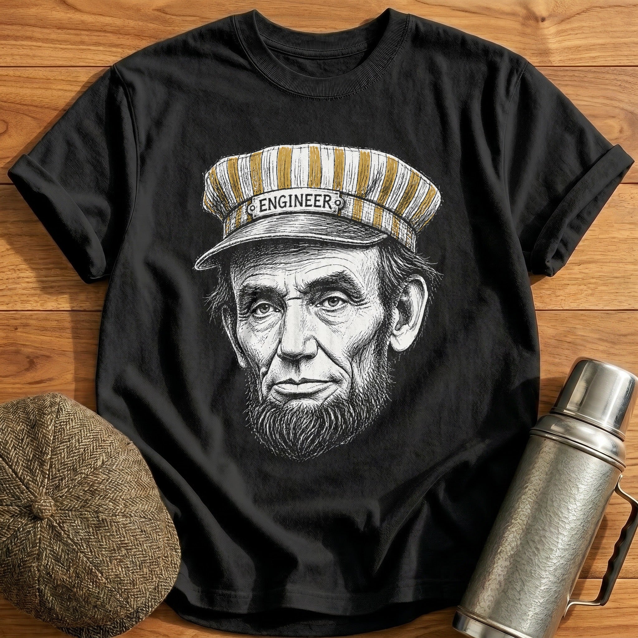 Abraham Lincoln Driver Sketch T-Shirt - Black
