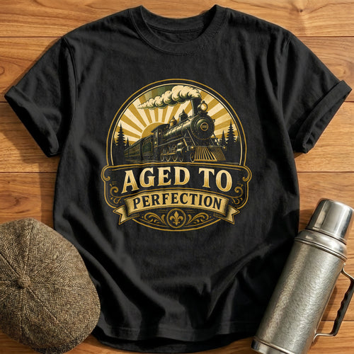 Aged To Perfection Steam Train Vintage - Black