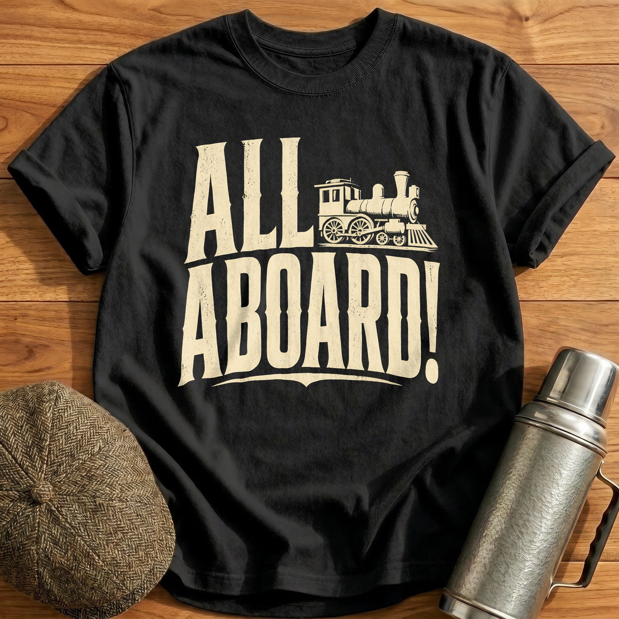 All Aboard Train Enthusiast Vintage - Black