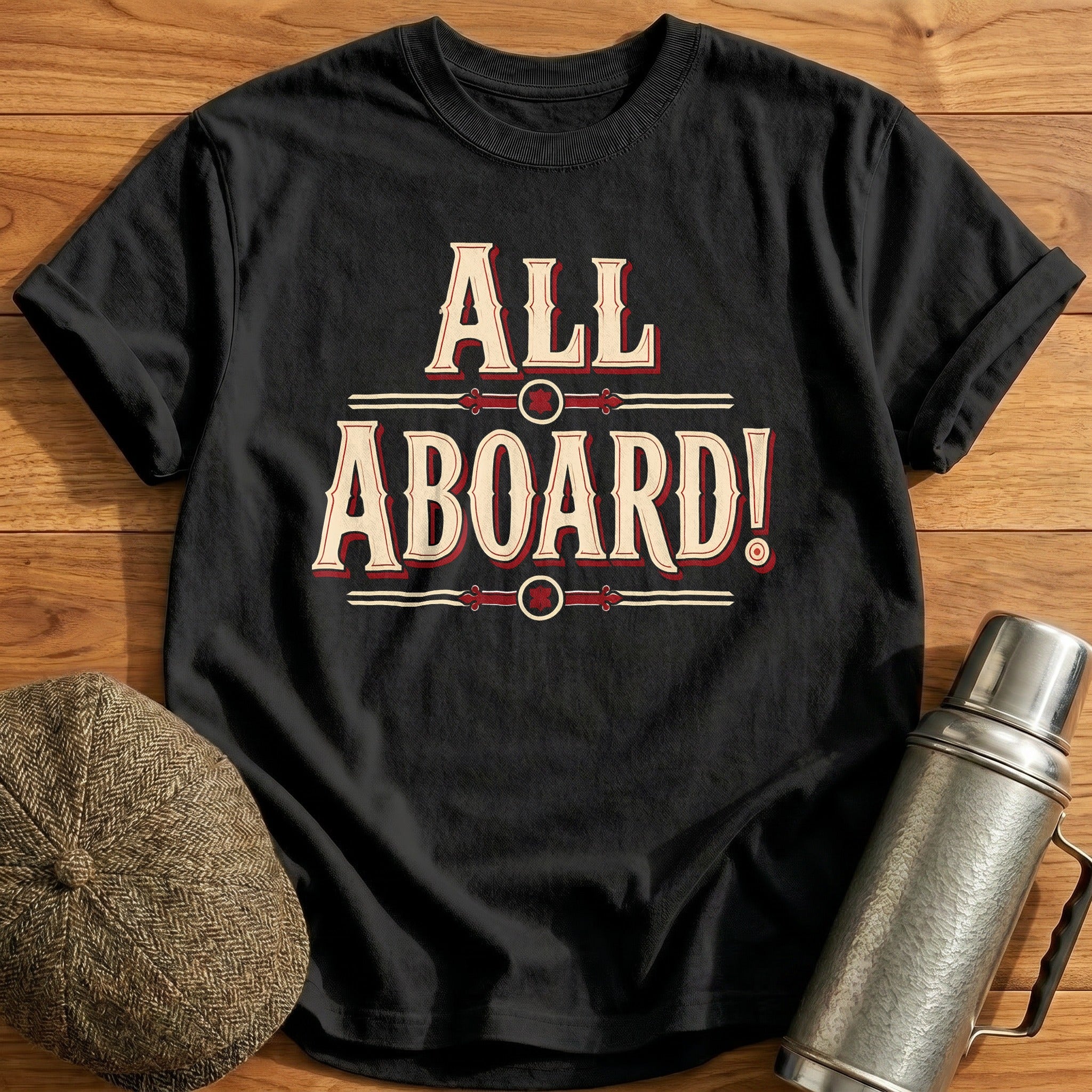 All Aboard Train Vintage - Black