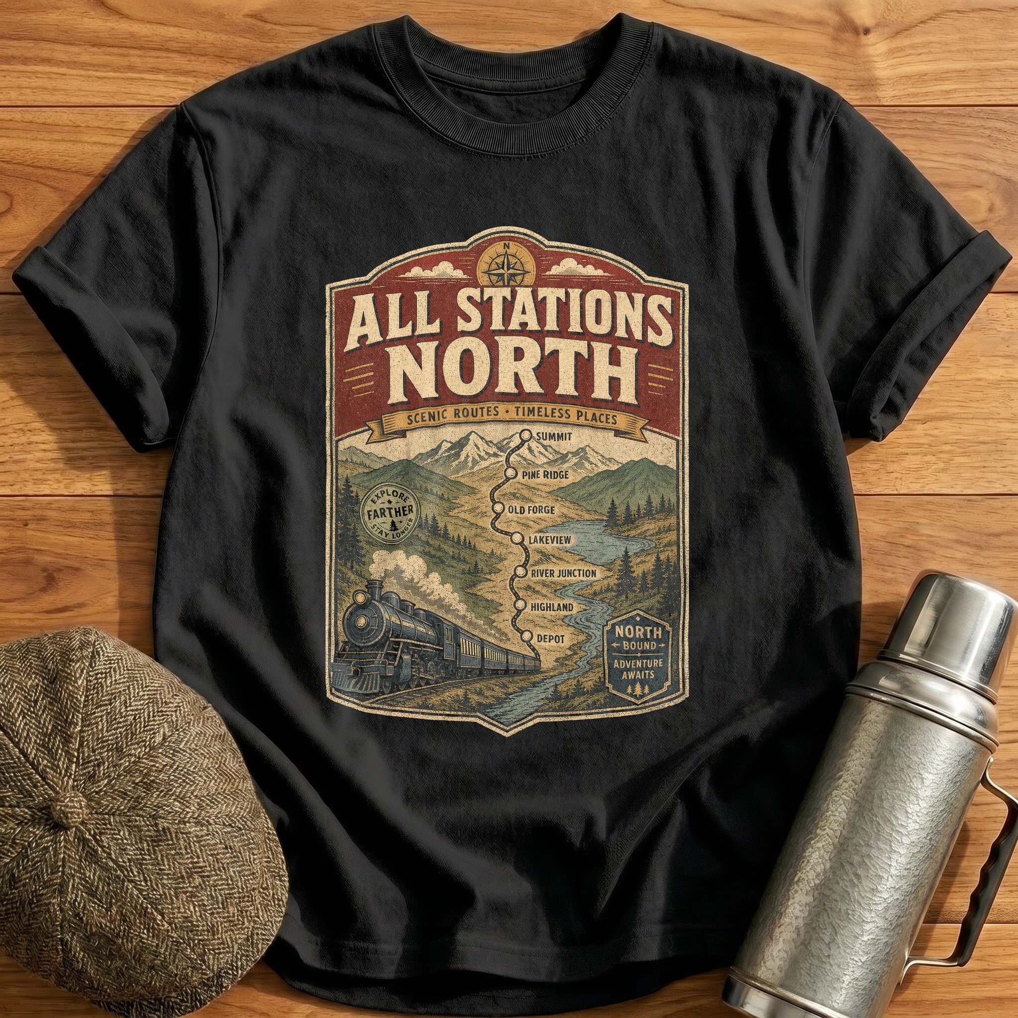 All Stations North T-Shirt - Black