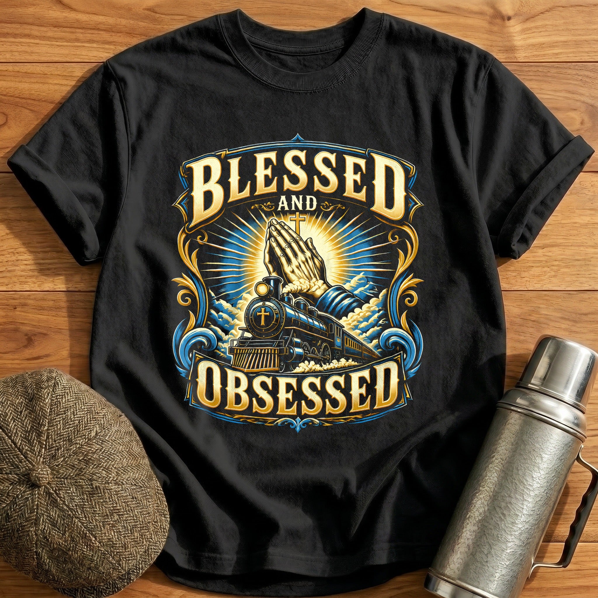 Blessed And Obsessed Train Lover Funny - Black