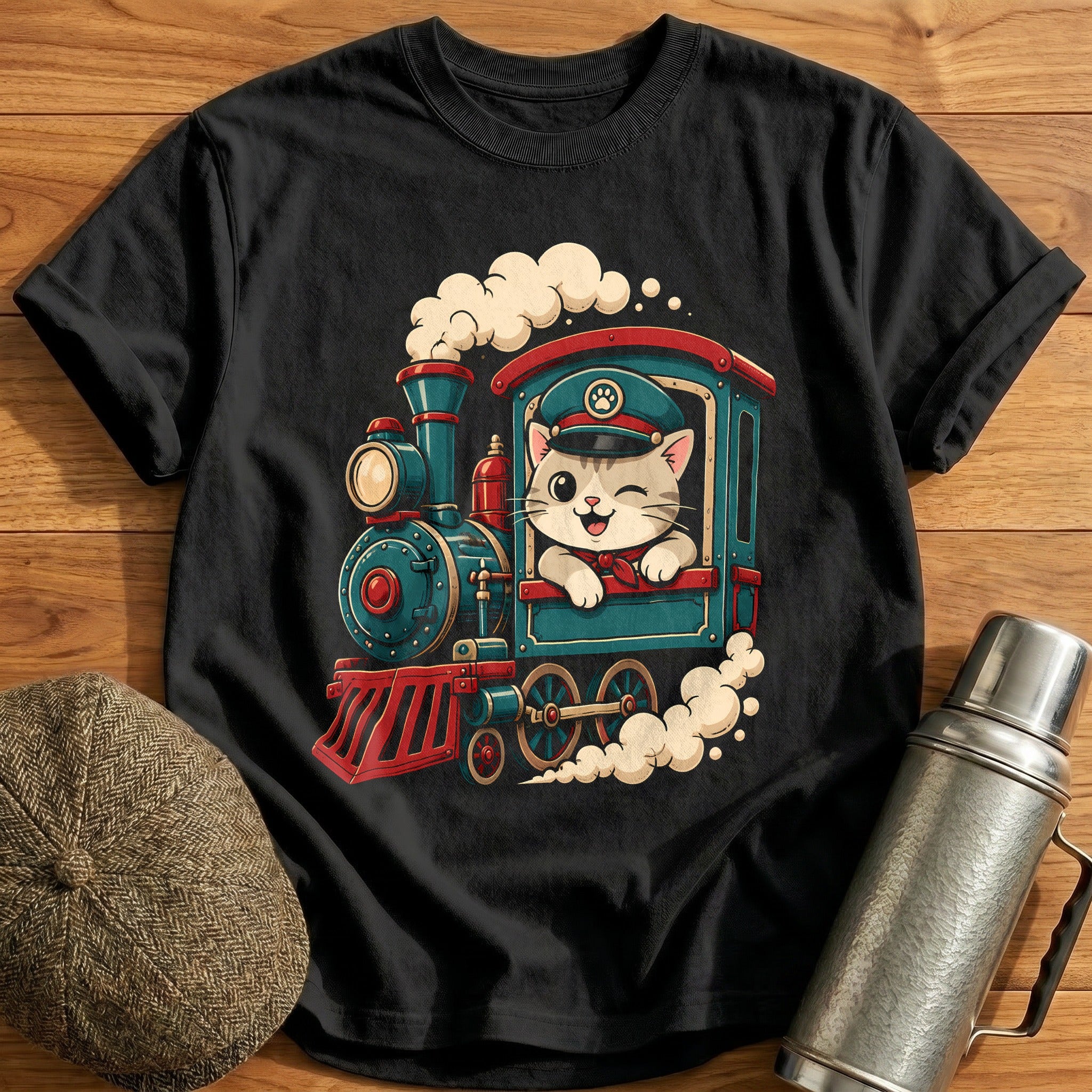 Captain Whiskers T-Shirt - Black