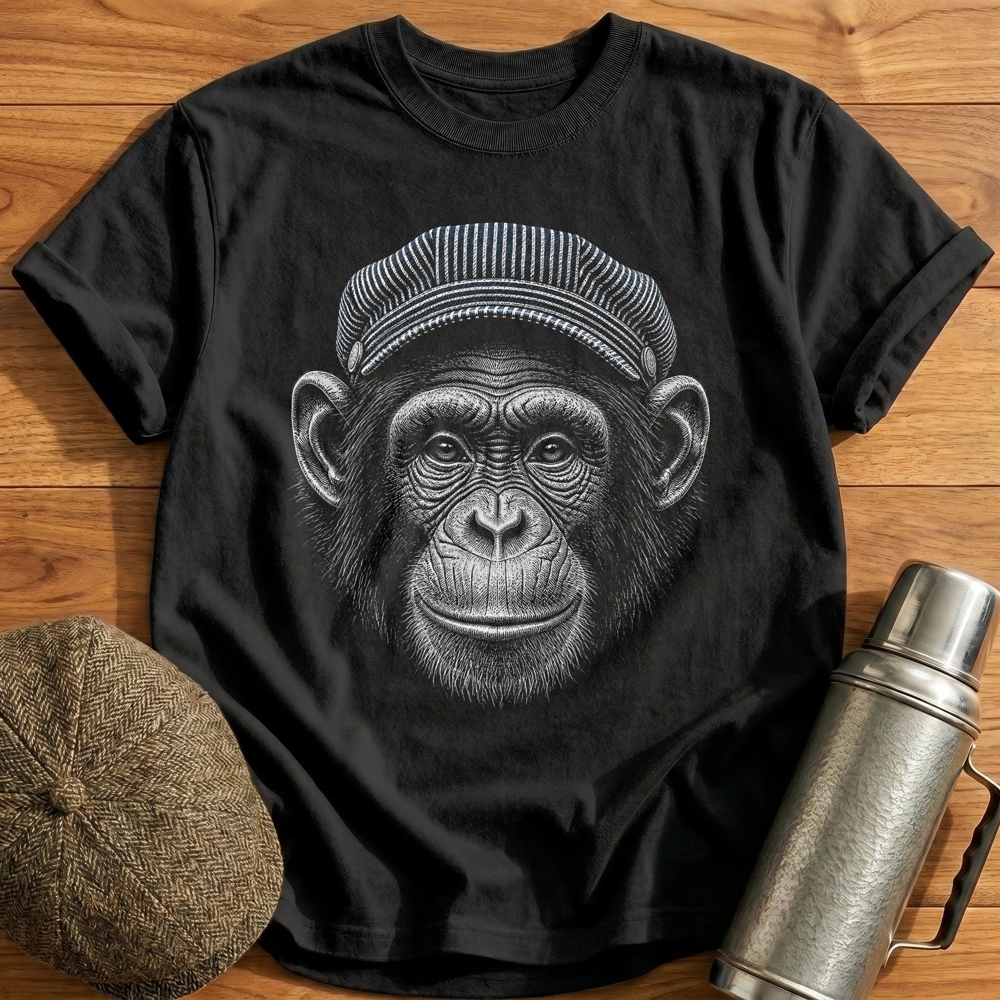 Chimp Driver Slate Blue T-Shirt - Black