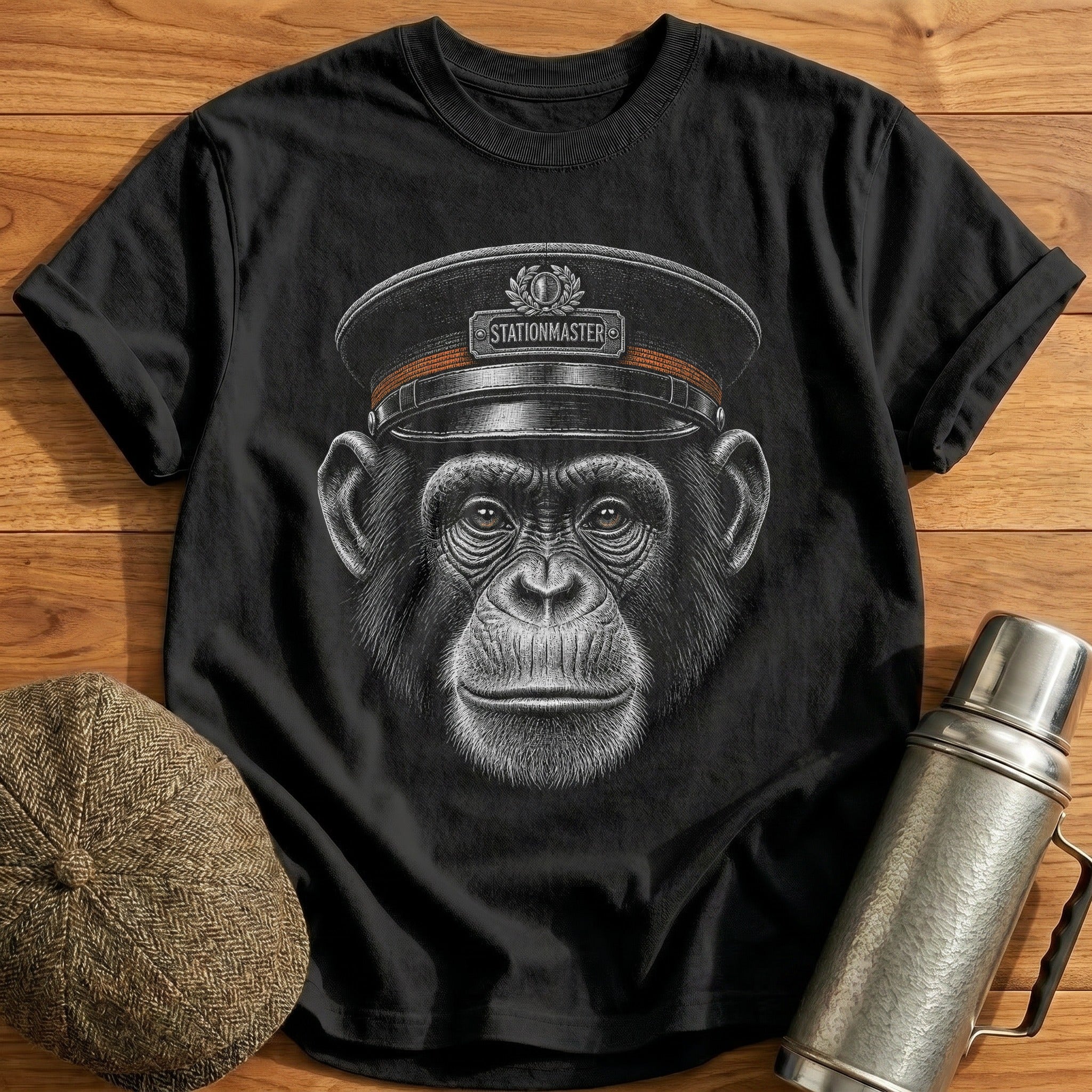 Chimp Stationmaster Muted Orange T-Shirt - Black