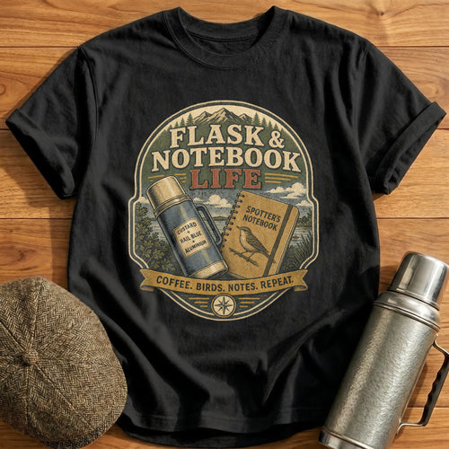 Coffee, Birds, Notes, Repeat T-Shirt - Black