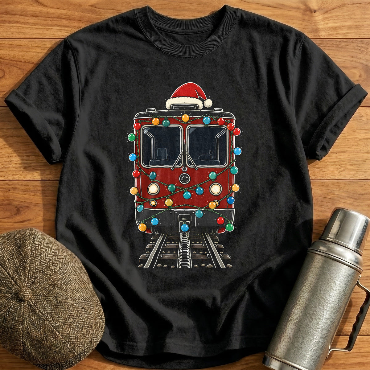 Cog Railway Christmas Lights 44 T-Shirt - Black