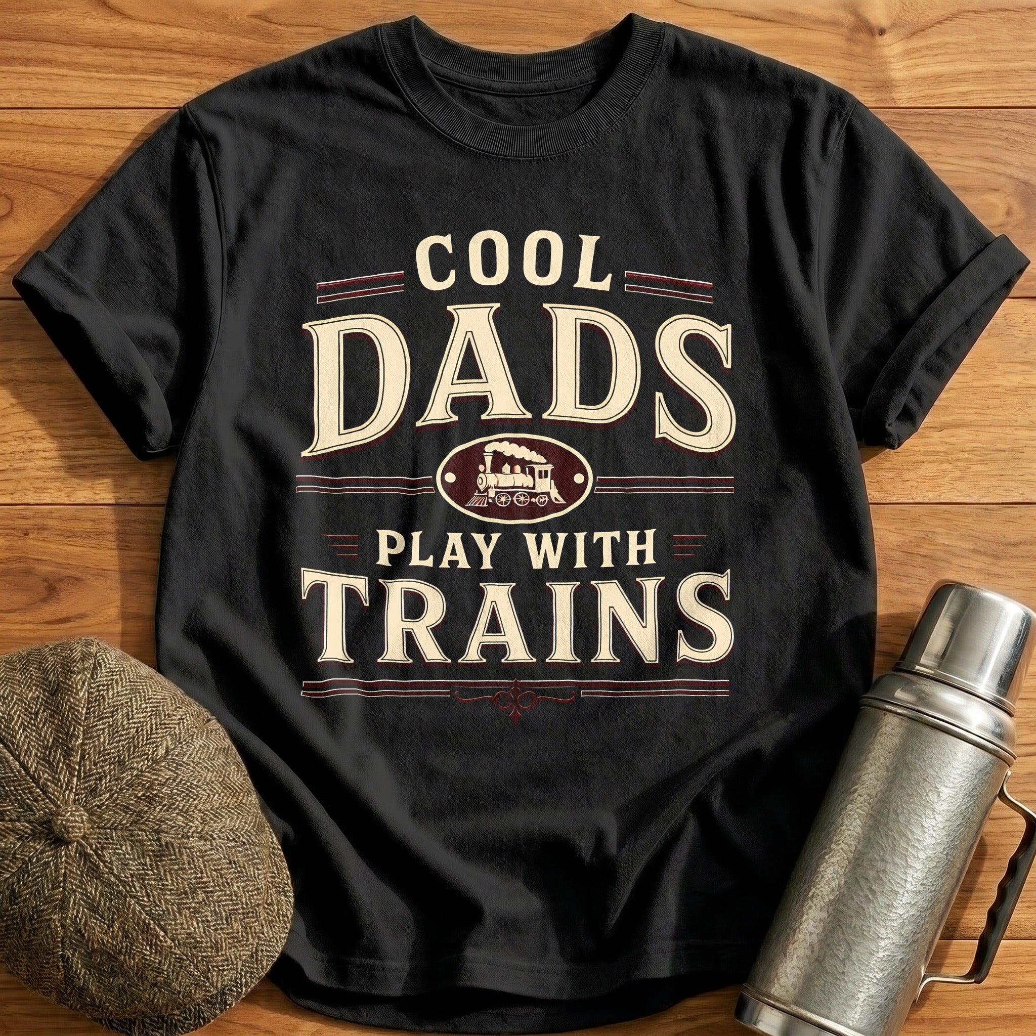 Cool Dads Play With Trains Dad Railroad Hobby - Black