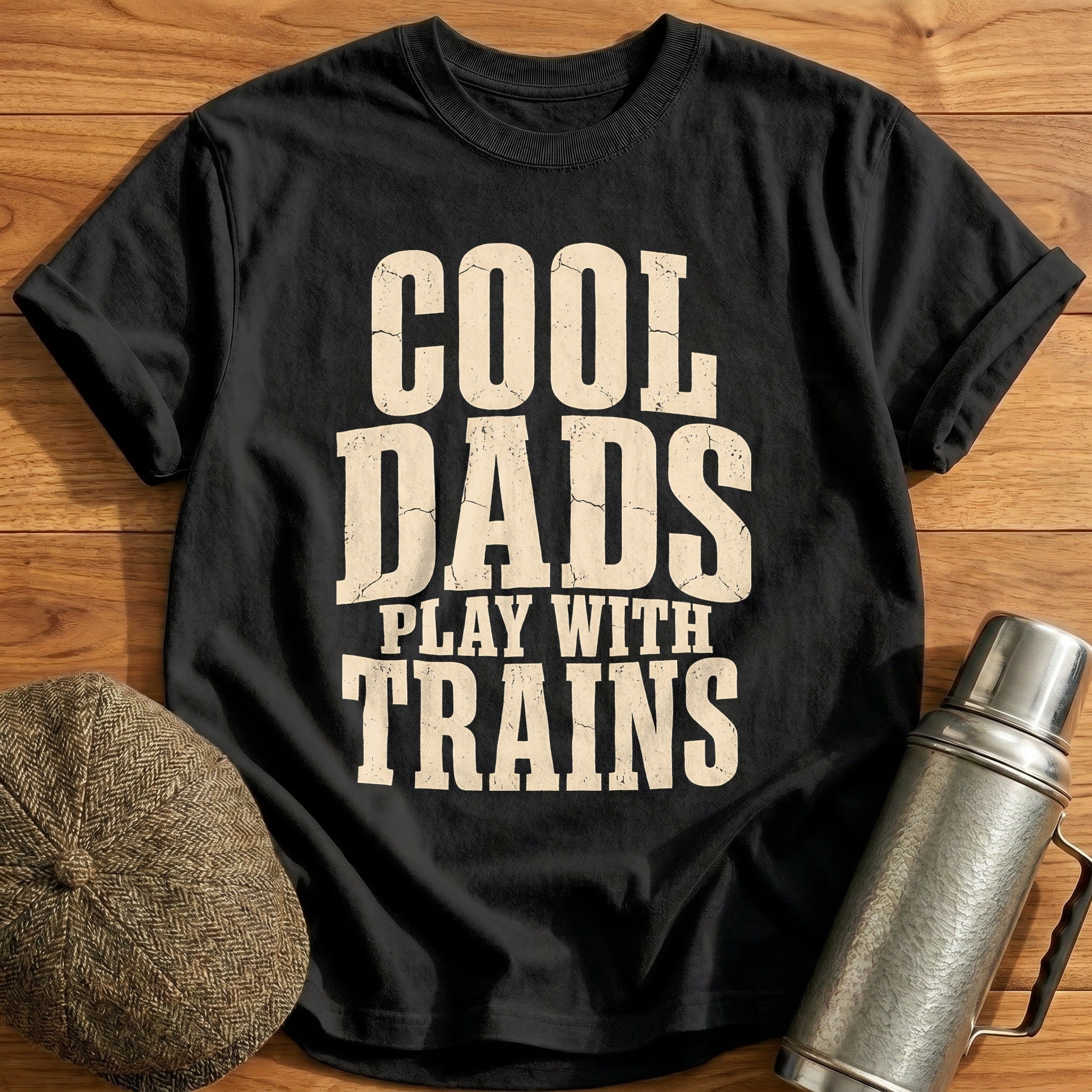 Cool Dads Play With Trains Father Railroad - Black