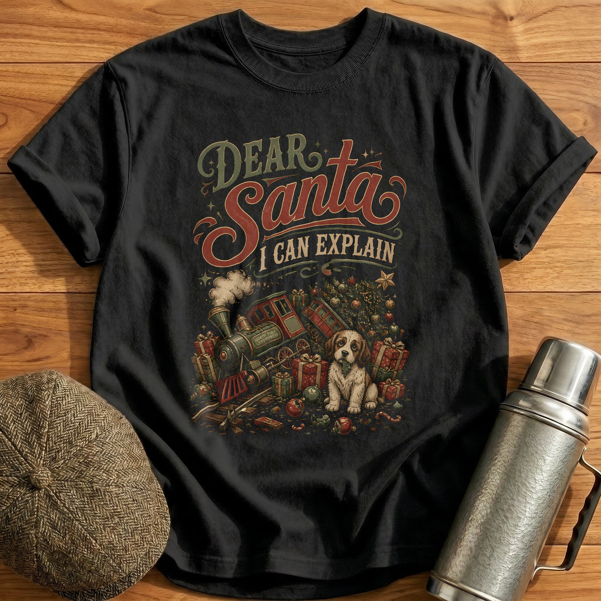 Dear Santa I Can Explain 74 T-Shirt - Black