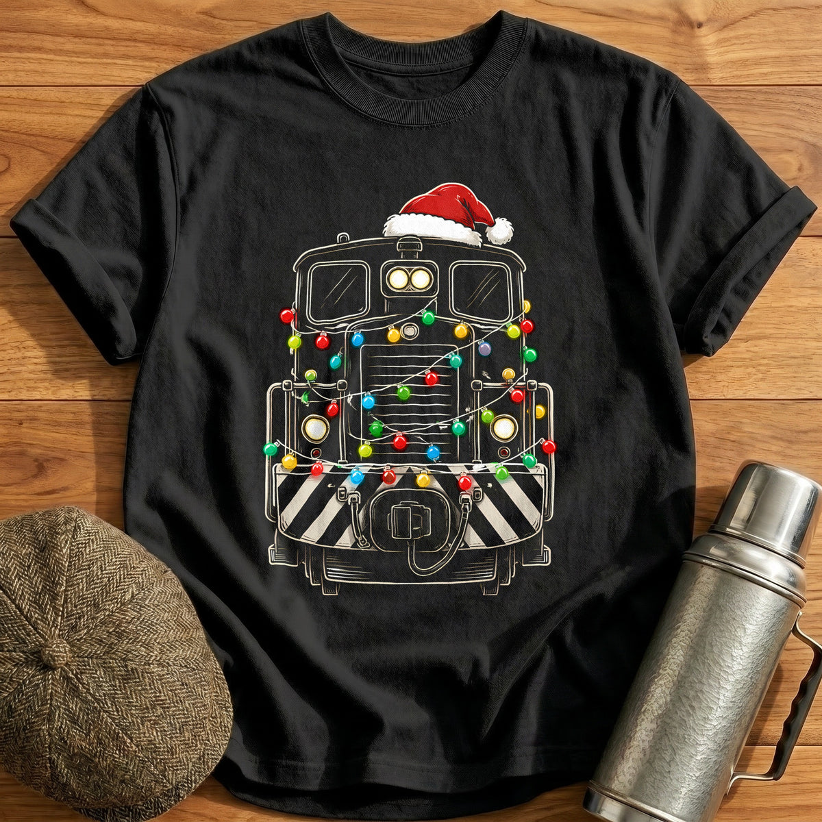 Diesel Shunter Christmas Lights 55 T-Shirt - Black
