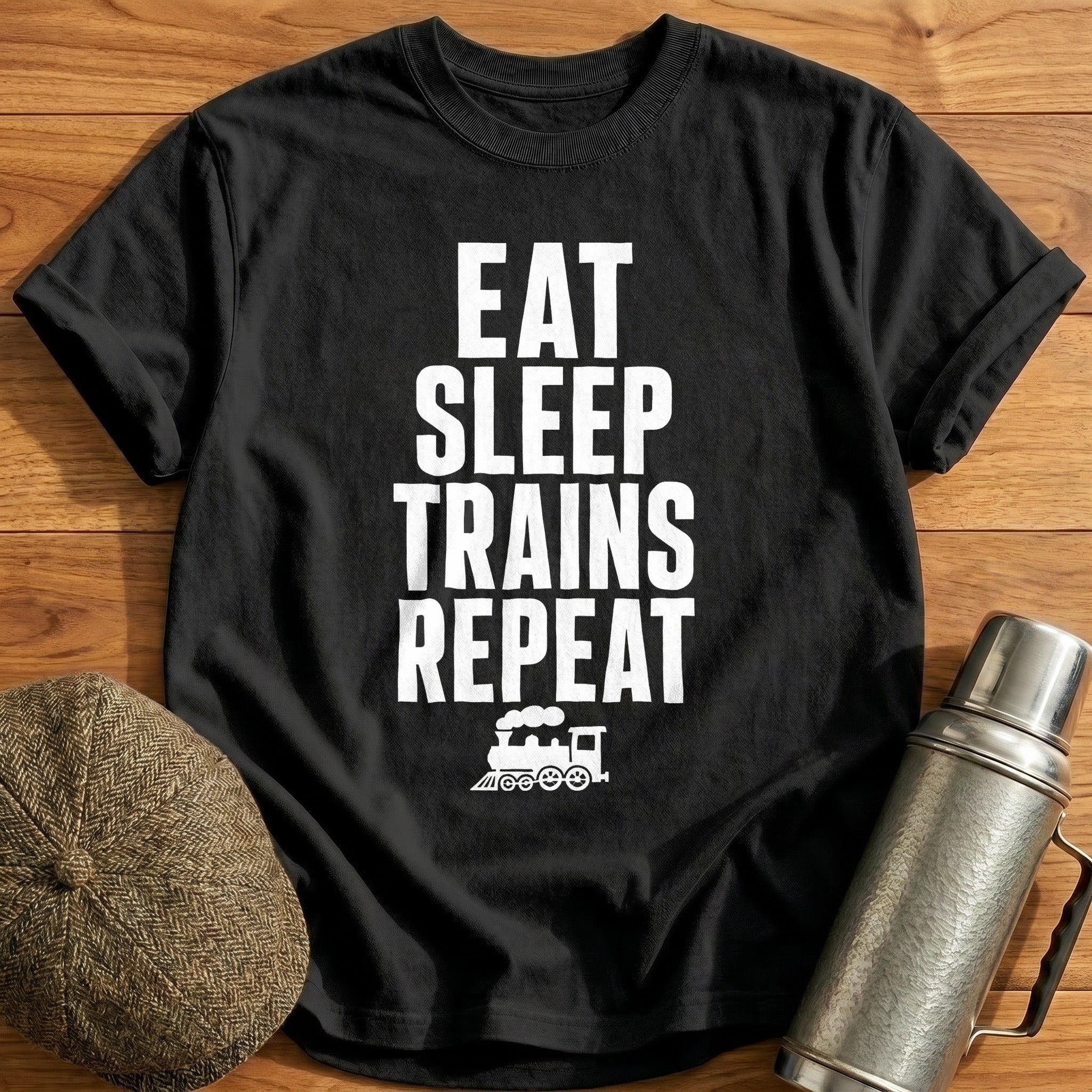 Eat Sleep Trains 64 T-Shirt - Black