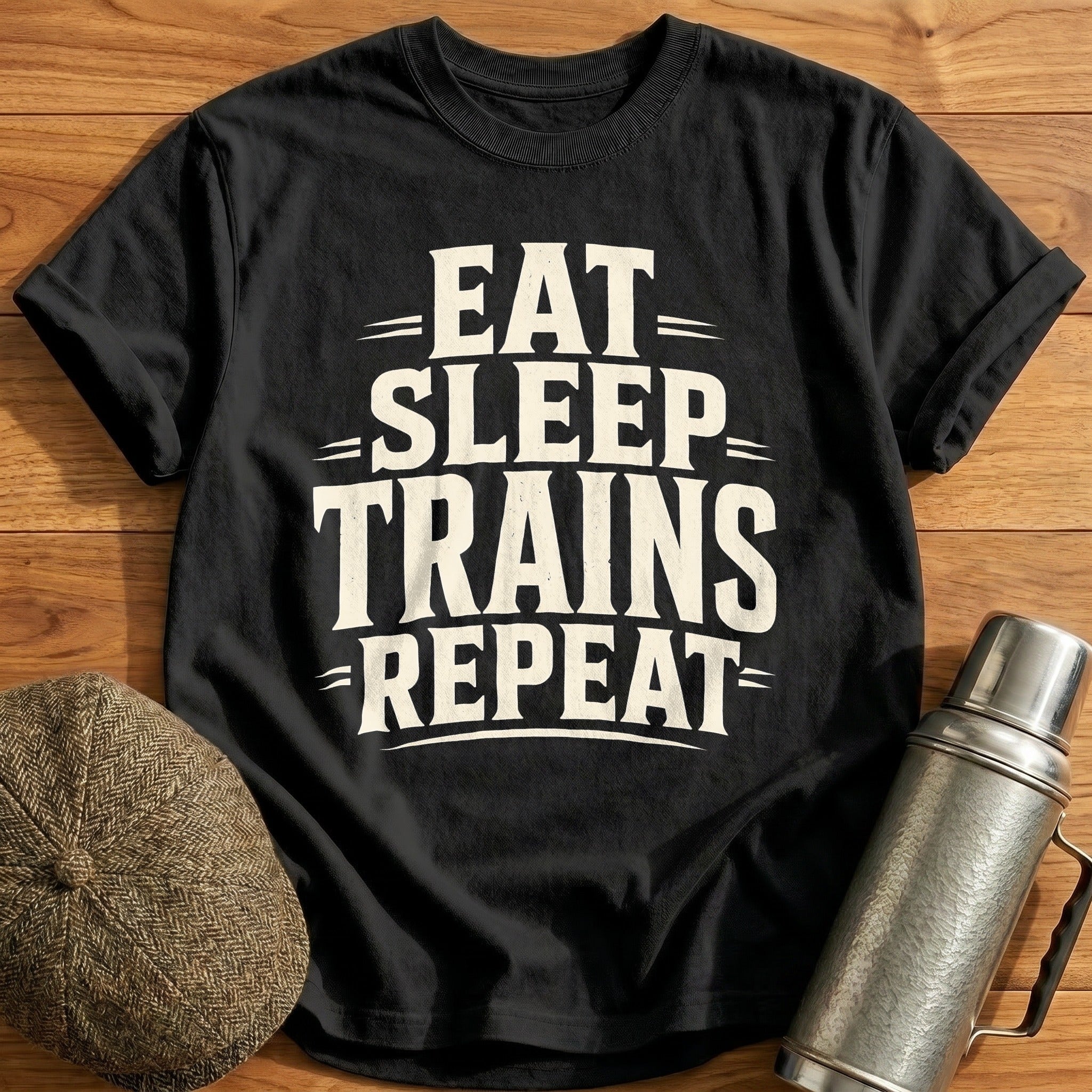 Eat Sleep Trains Repeat Train Enthusiast - Black