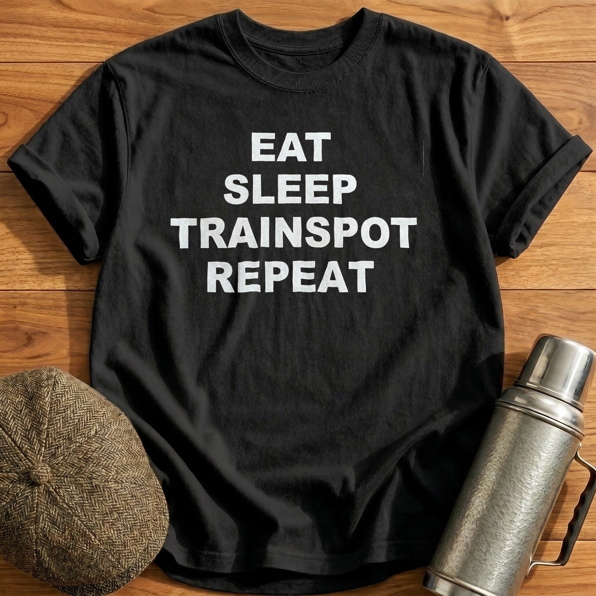 Eat Sleep Trainspot Repeat T-Shirt - Black