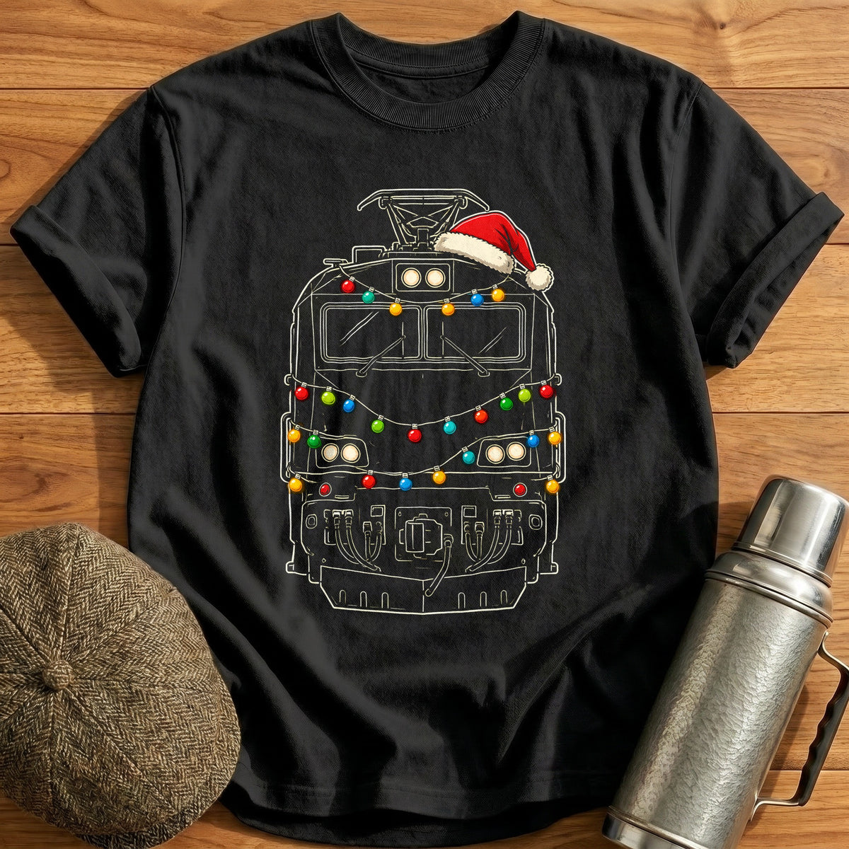Electric Locomotive Christmas Lights 29 T-Shirt - Black
