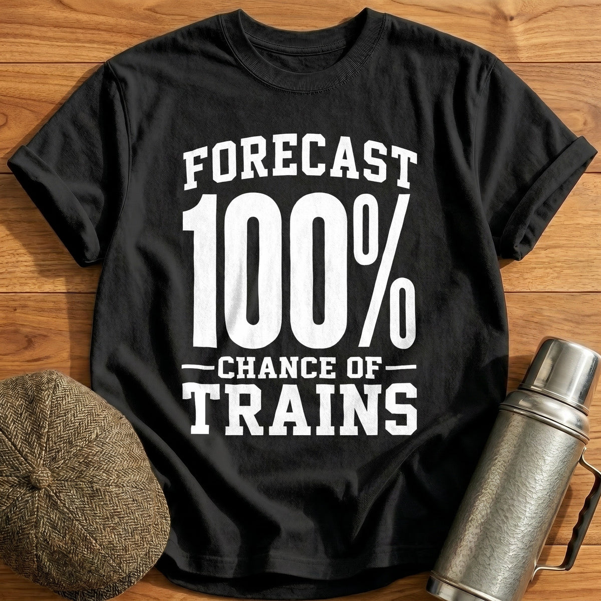Forecast 100 Percent Chance Of Trains 35 T-Shirt - Black