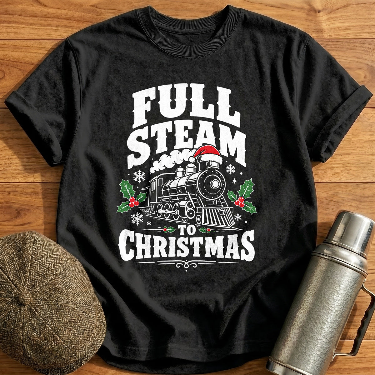 Full Steam To Christmas 61 T-Shirt - Black