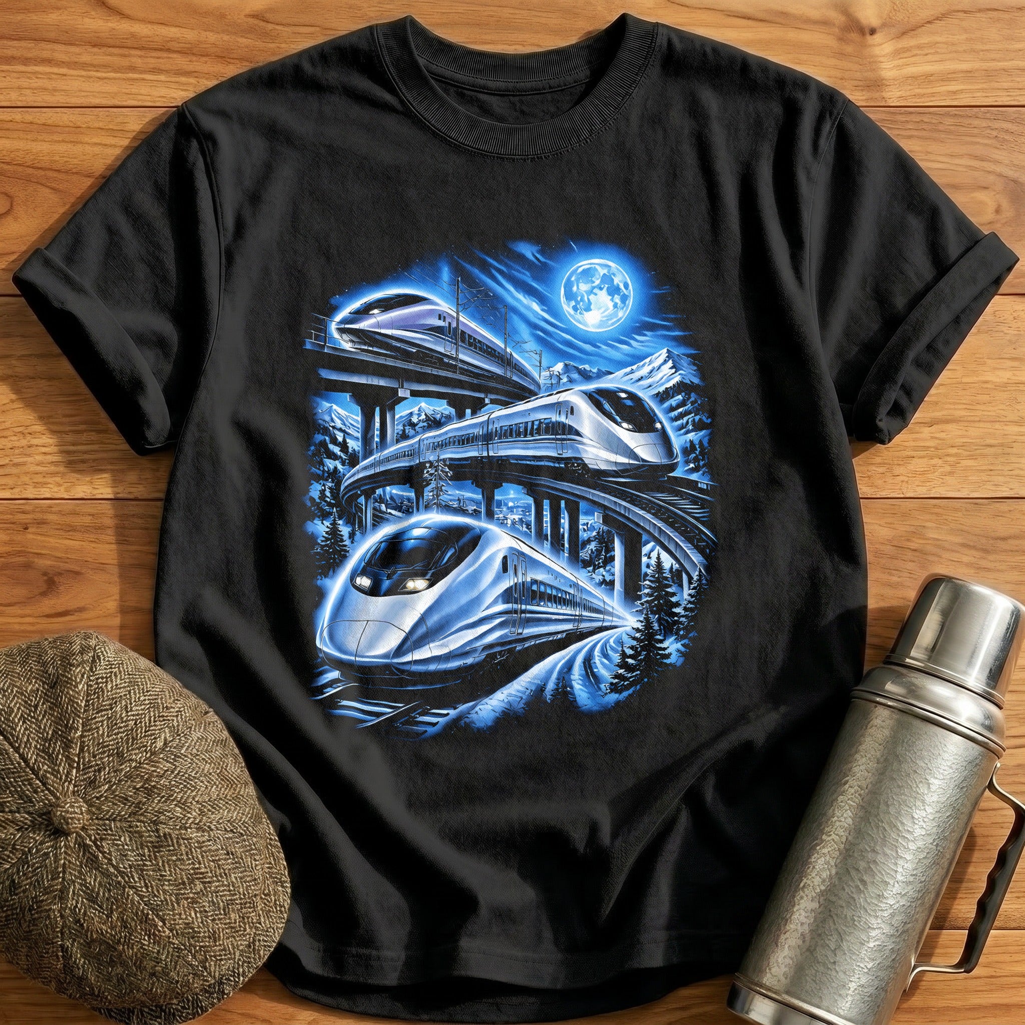Futuristic Train Lover Night Sky - Black