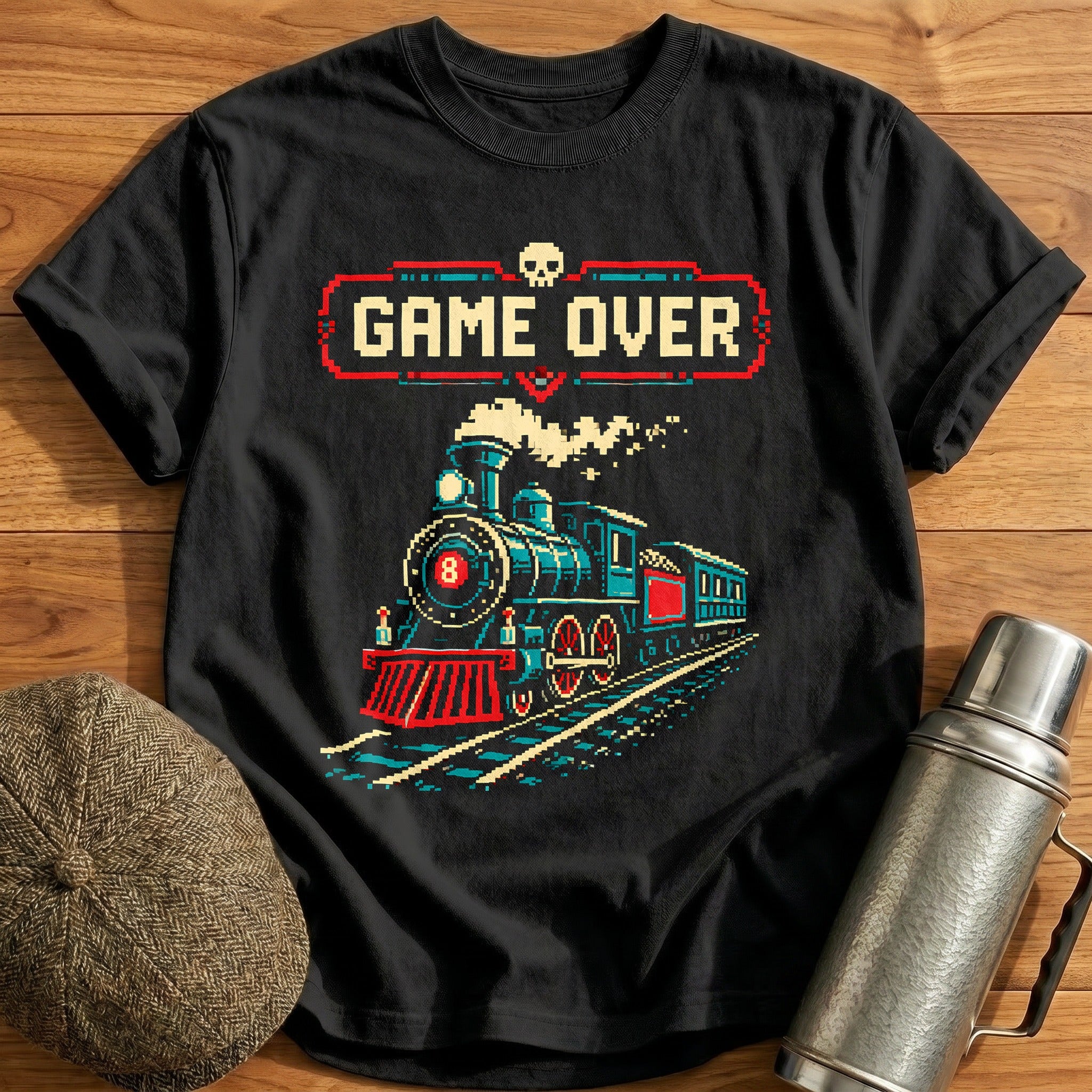 Game Over Steam T-Shirt - Black