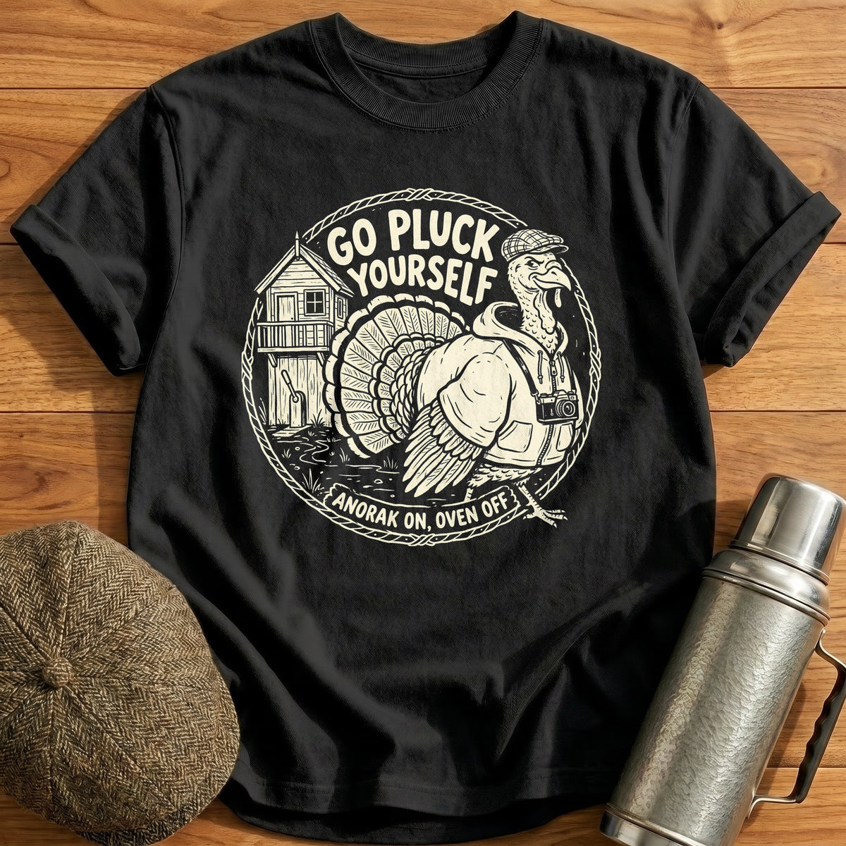 Go Pluck Yourself Anorak On Oven Off 4 T-Shirt - Black