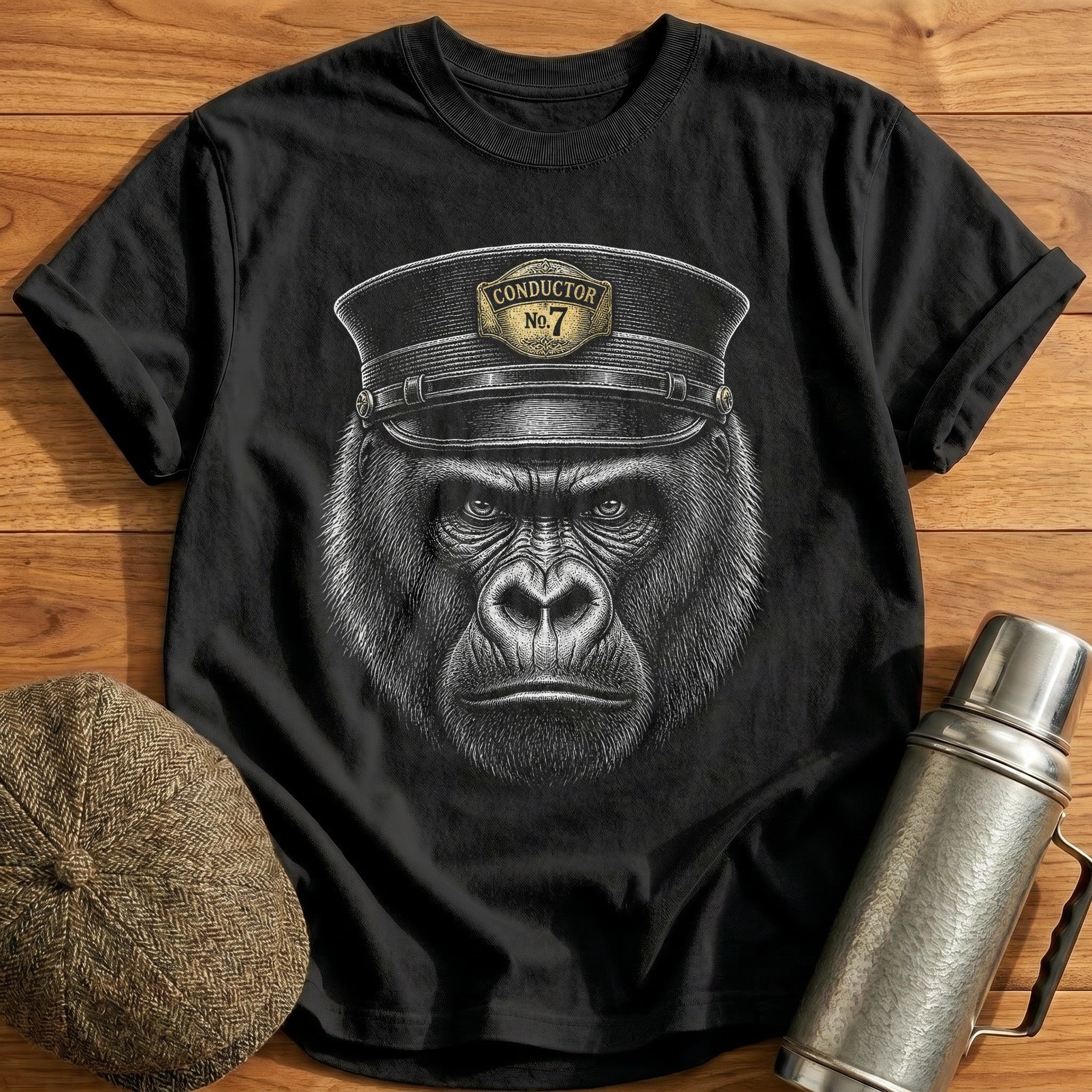 Gorilla Conductor Faded Gold T-Shirt - Black