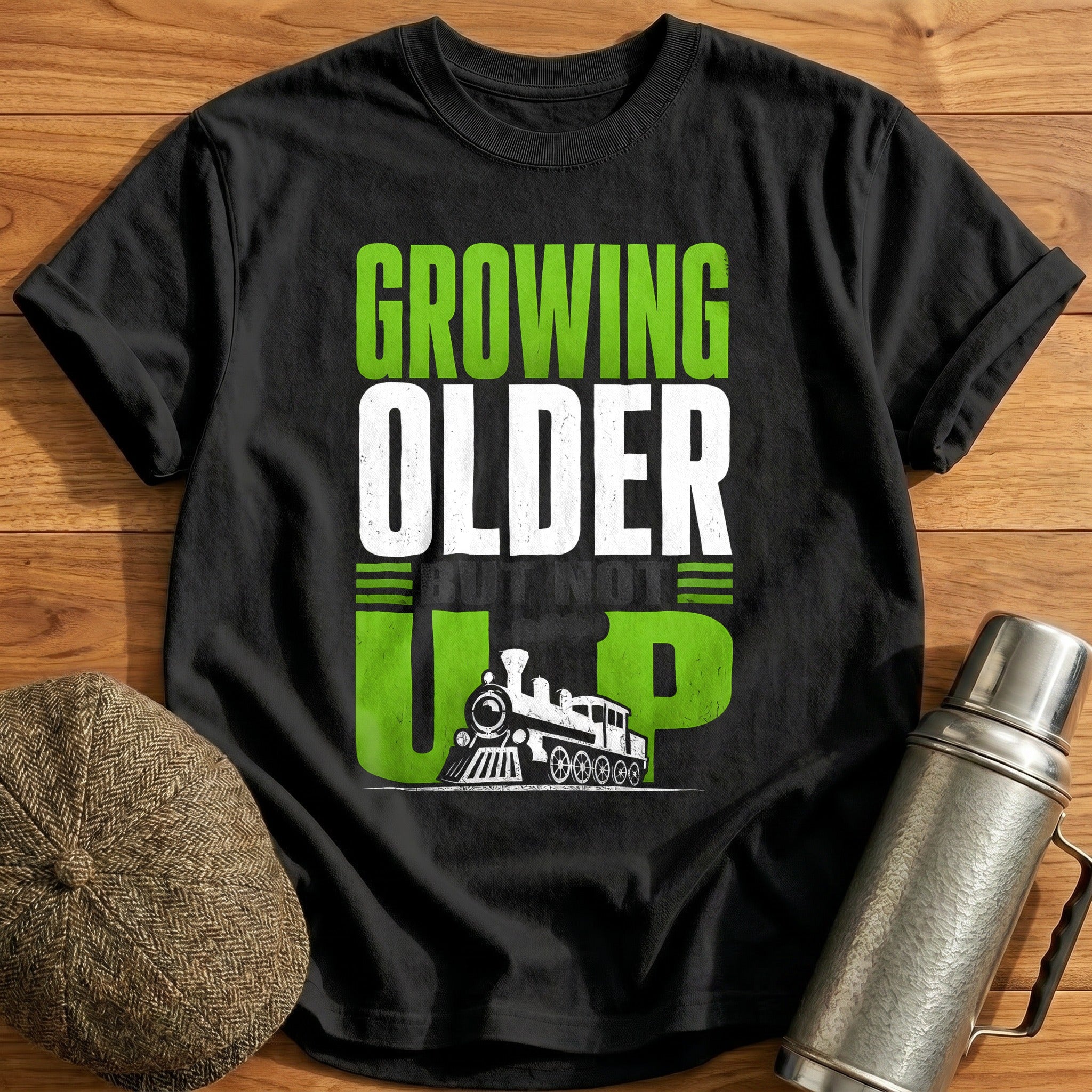 Growing Older But Not Up Train Funny - Black