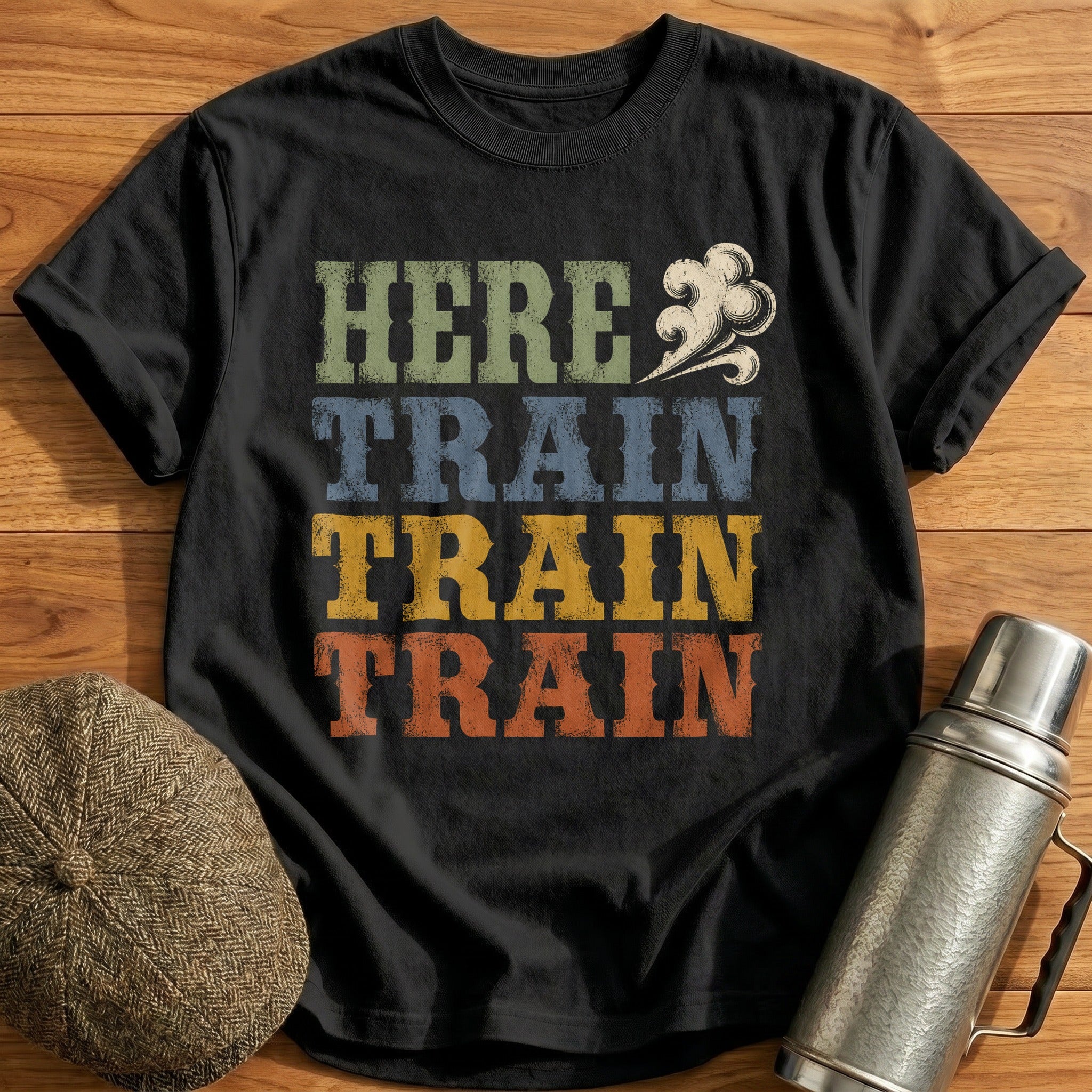 Here Train Train Train T-Shirt - Black