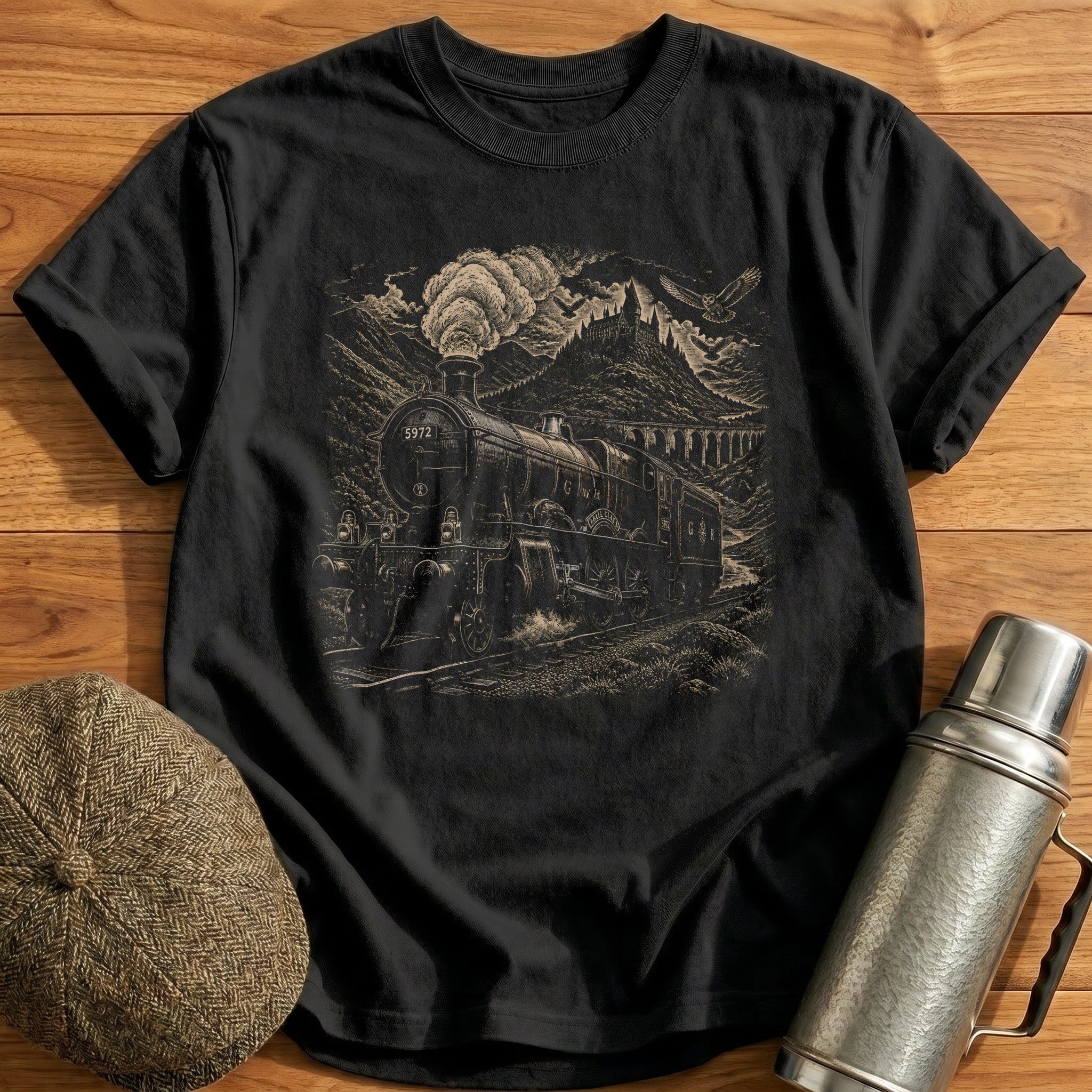 Hogwarts Express Castle Train T-Shirt - Black