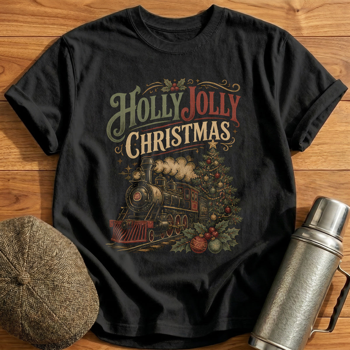 Holly Jolly Christmas 74 T-Shirt - Black