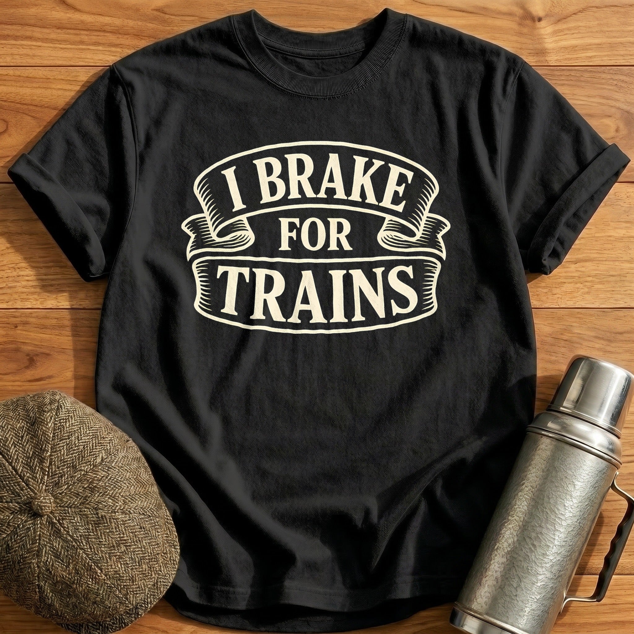 I Brake For Trains 51 T-Shirt - Black