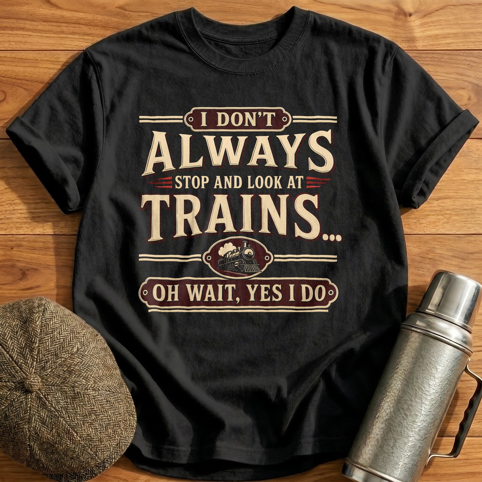 I Dont Always Stop And Look At Trains Oh Wait Yes - Black