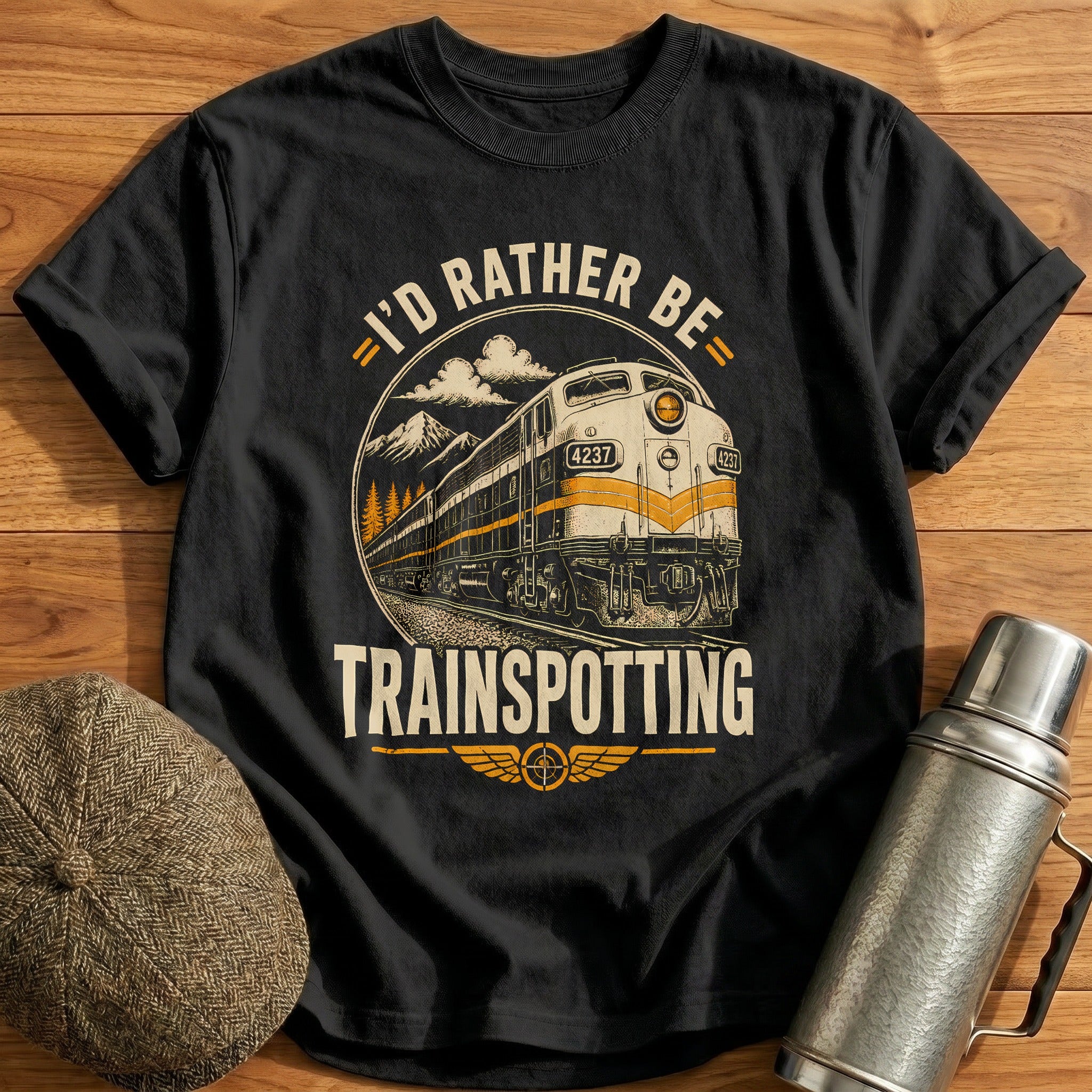 I'd Rather Be Trainspotting T-Shirt - Black
