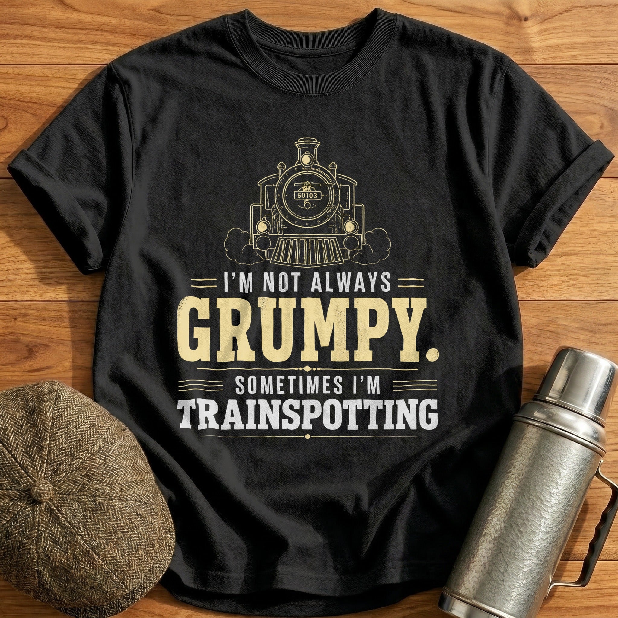 I'm Not Always Grumpy Sometimes I'm Trainspotting T-Shirt - Black