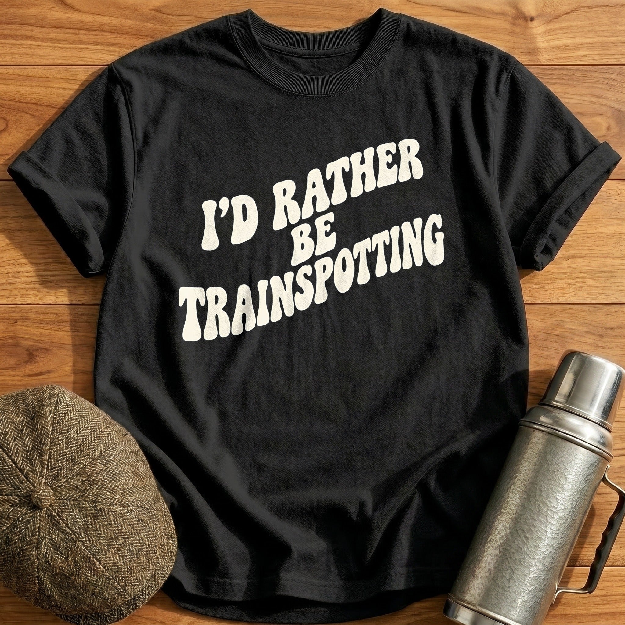 Id Rather Be Trainspotting 44 T-Shirt - Black