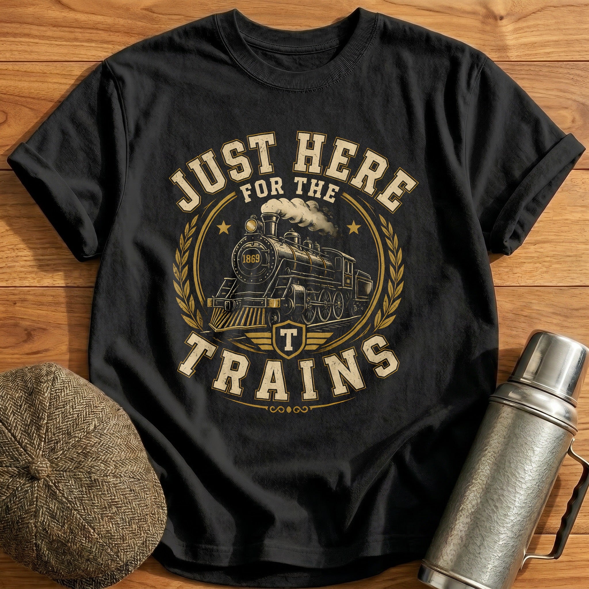Just Here For The Trains Train Enthusiast - Black