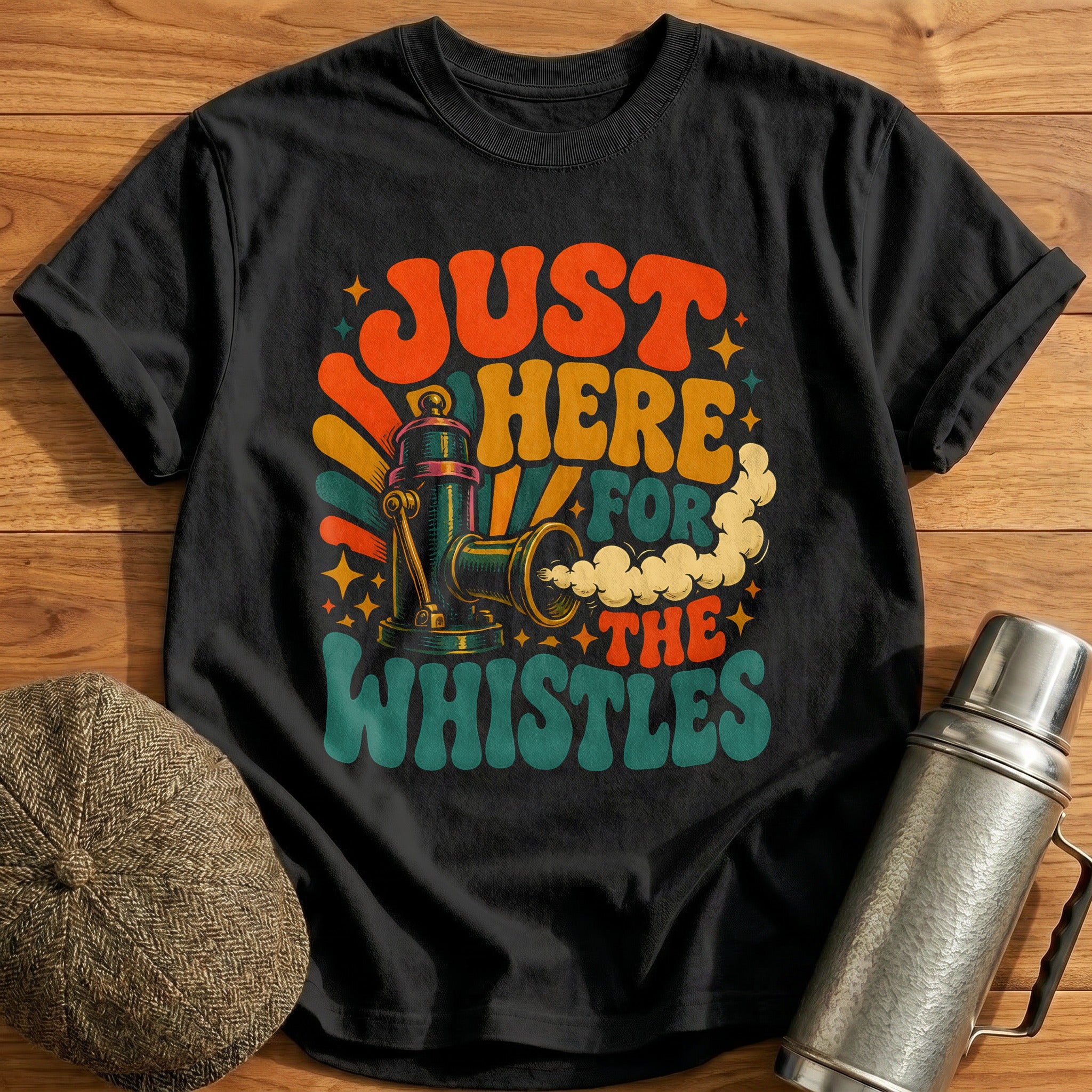 Just Here For The Whistles Train Conductor Funny - Black
