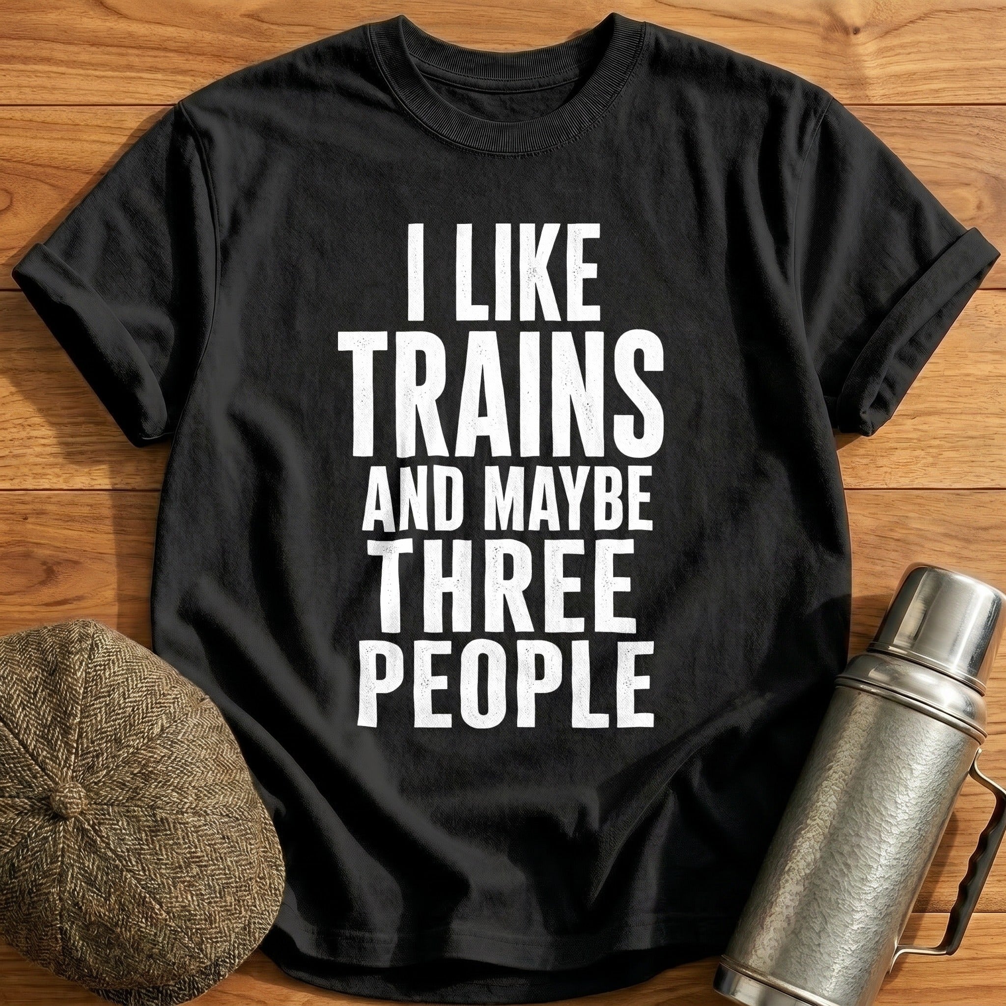 Like Trains Three People 53 T-Shirt - Black