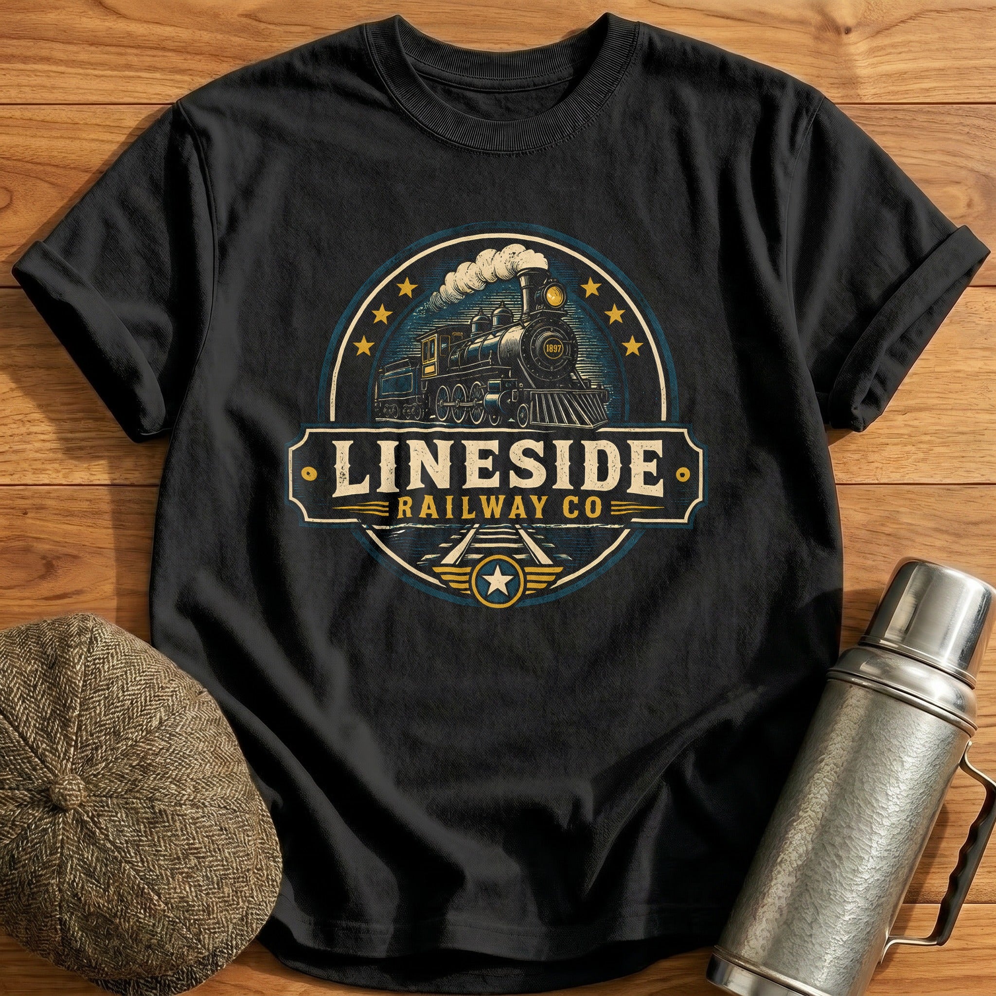 Lineside Railway Co Train Enthusiast Vintage - Black